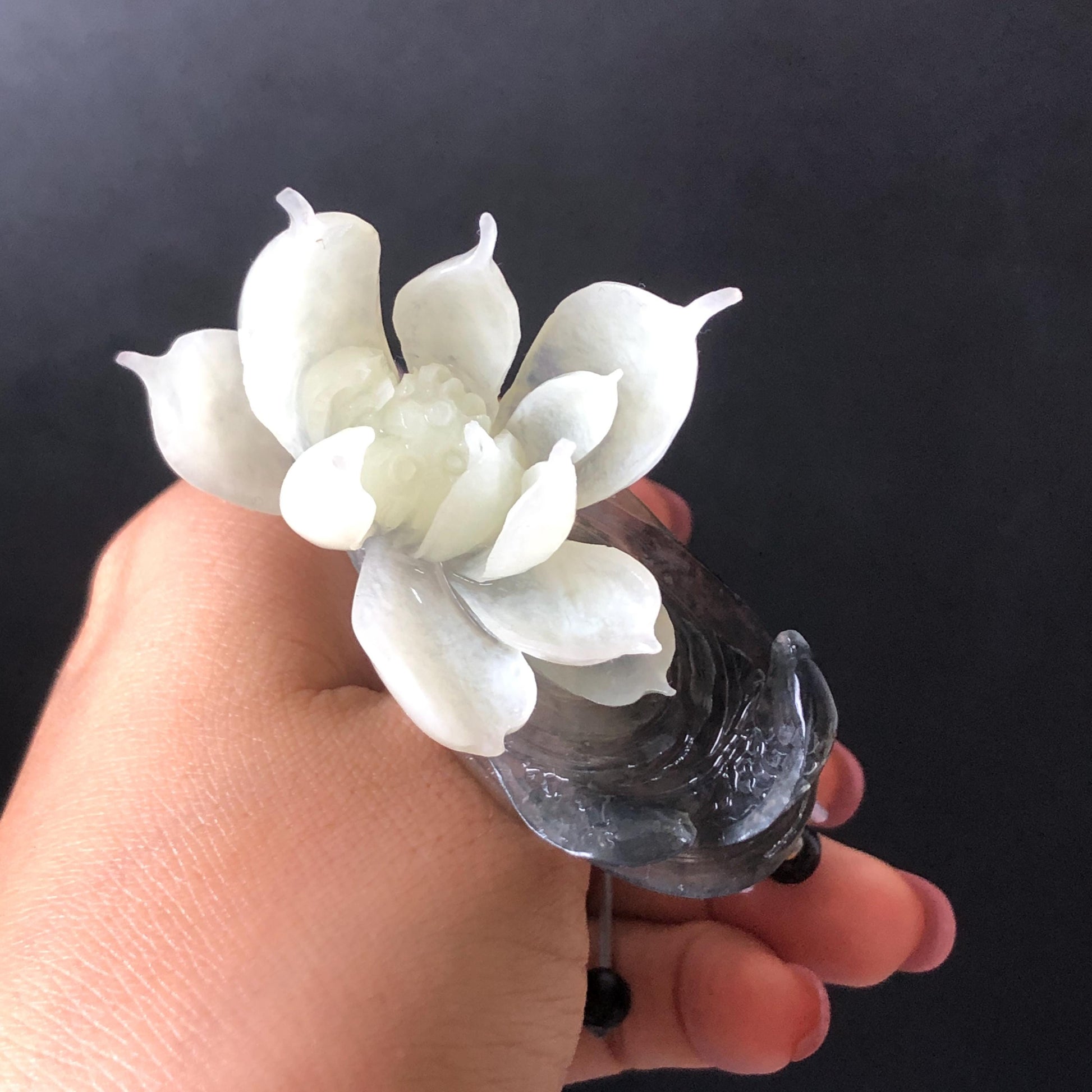 Xiu Jade Serpentine Hand Carved Lotus Flower & Fish Charm Braided Bracelet: Natural Ice Black & White Jade Adjustable Bracelet 3D Stone Carving adjustable bracelet woven bracelet rope 3D jade carving white jade black jade natural untreated jade handcrafted charm bead bracelet handmade bracelet flower carving lotus carving hand engraved charm chinese braided bracelet vintage bracelet antique bracelet lucky rope flower lover gift handcrafted bracelet birthday gift handmade bracelet fish carving