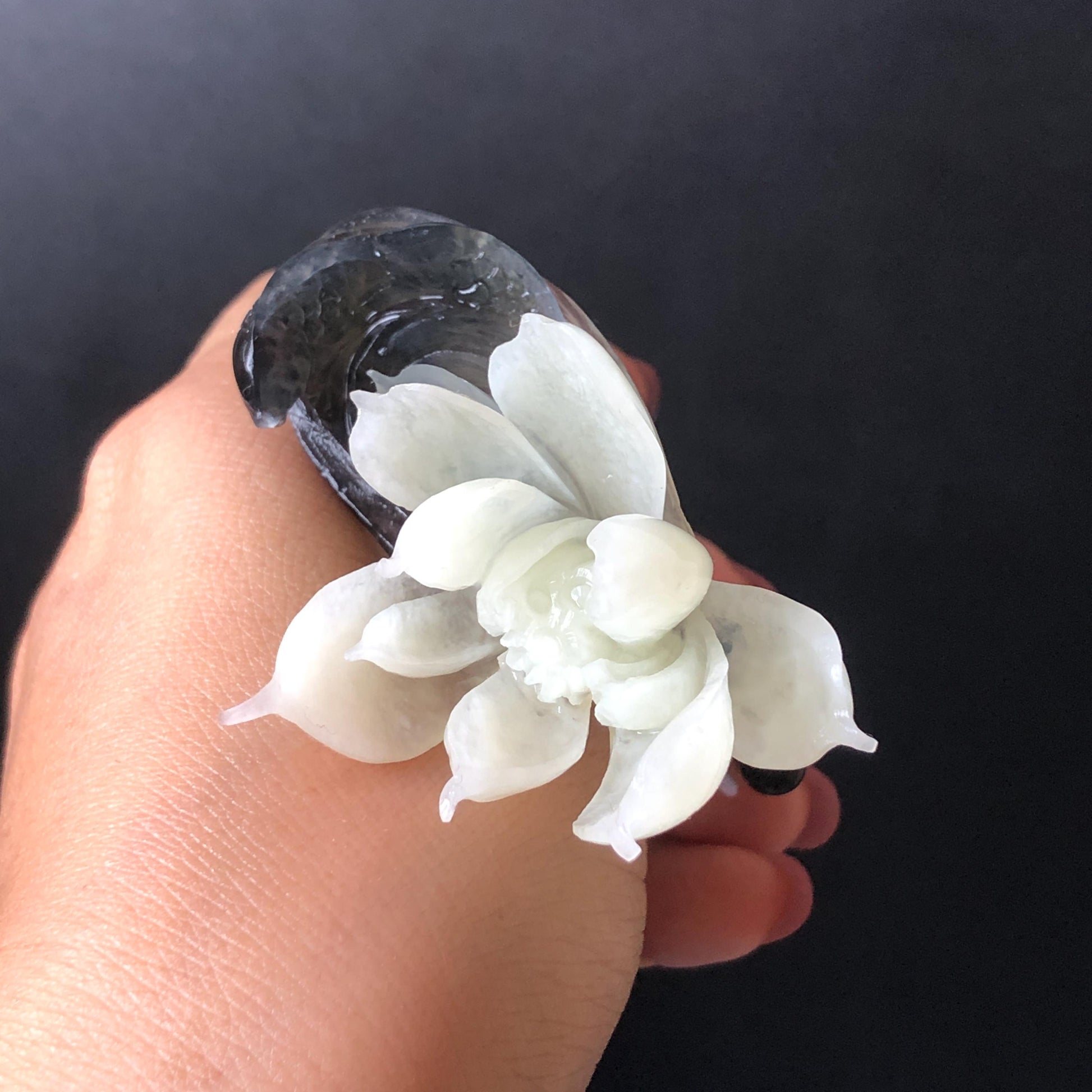 Xiu Jade Serpentine Hand Carved Lotus Flower & Fish Charm Braided Bracelet: Natural Ice Black & White Jade Adjustable Bracelet 3D Stone Carving adjustable bracelet woven bracelet rope 3D jade carving white jade black jade natural untreated jade handcrafted charm bead bracelet handmade bracelet flower carving lotus carving hand engraved charm chinese braided bracelet vintage bracelet antique bracelet lucky rope flower lover gift handcrafted bracelet birthday gift handmade bracelet fish carving