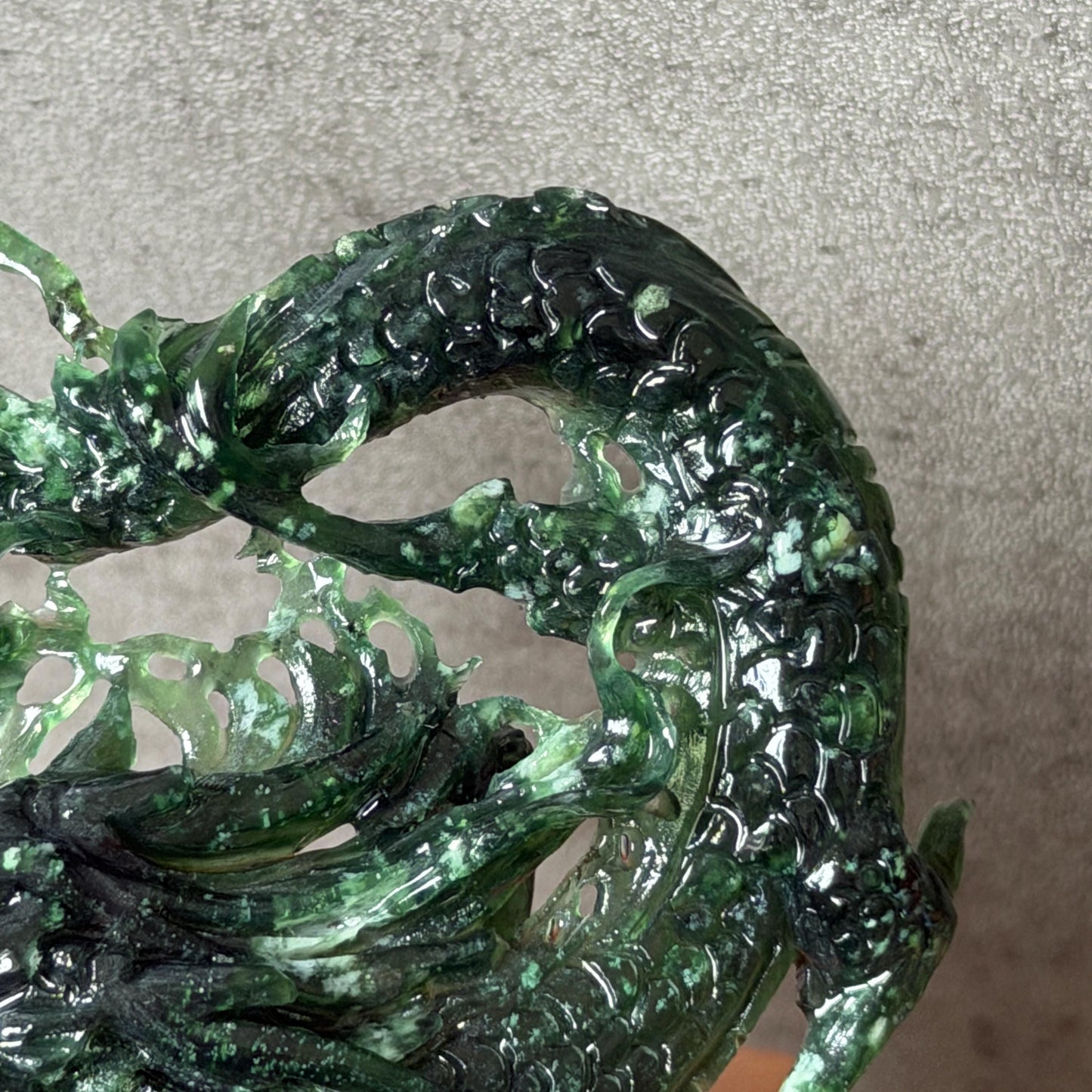 Xiu Jade Dragon Hand Carved Hair Crown: Natural Serpentine Ice Deep Green Jade Handcrafted Hair Stick Hollow Out Carving | Asian Vintage Hair Fork gift for her dragon carving hand engraved dragon hair stick green jade carving dragon hair fork chinese jade with certificate dragon lover gift korean hair pin japanese hair stick hair fork hair comb hanfu hair stick with certificate handcrafted jade 3D stone carving bridal headpiece wedding hair jewelry untreated jade bridal shower gift