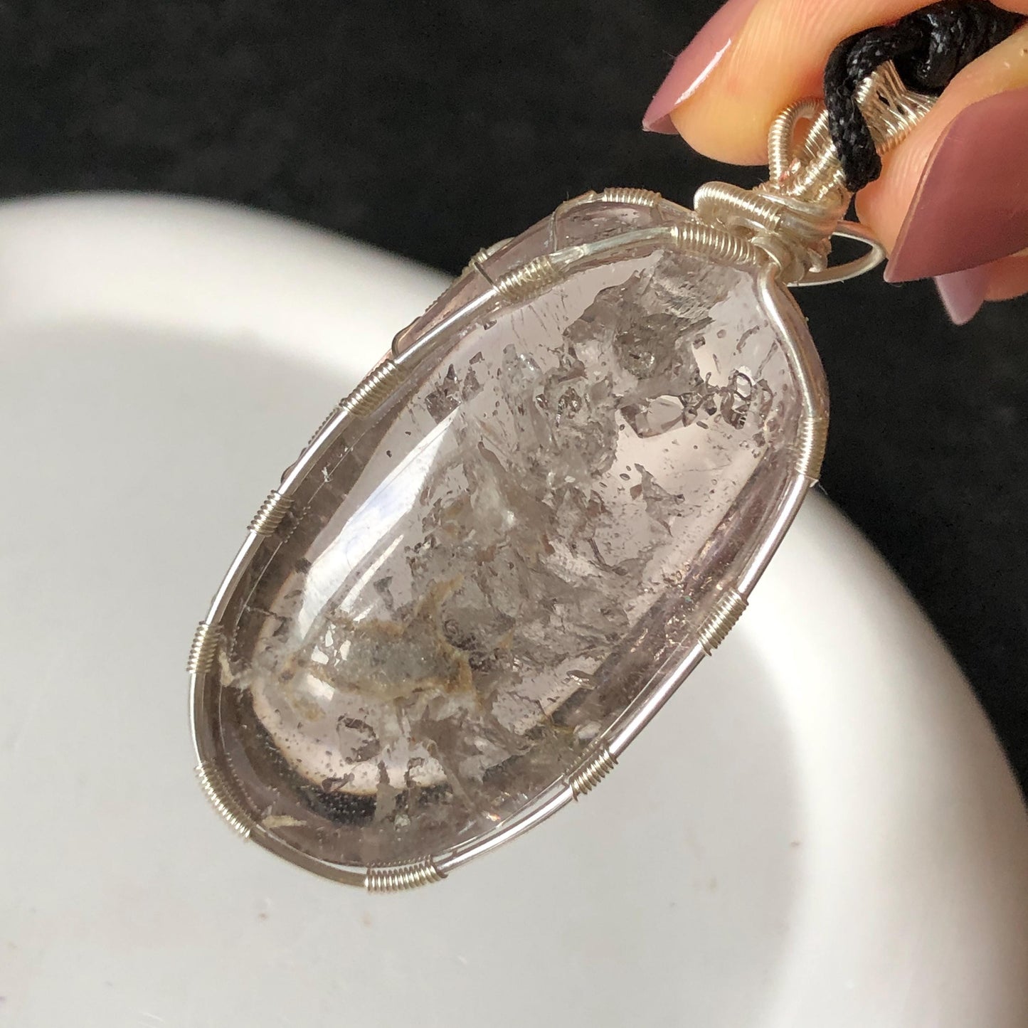Ultra Rare! Moving Chalcopyrite Enhydro Quartz Cabochon Pendant Adjustable Necklace: with Shifting Bubble Inclusion Polished Crystal | Natural Gemstone Birthstone Gift for her enhydro crystal water bubble inclusion quartz chalcopyrite cubes mineral specimen silver pendant flowing sand inclusion rainbow quartz big enhydro charm choker palm stone for meditation healing stone necklace chakra abundance stone chakra crystal healing stone birthday gift