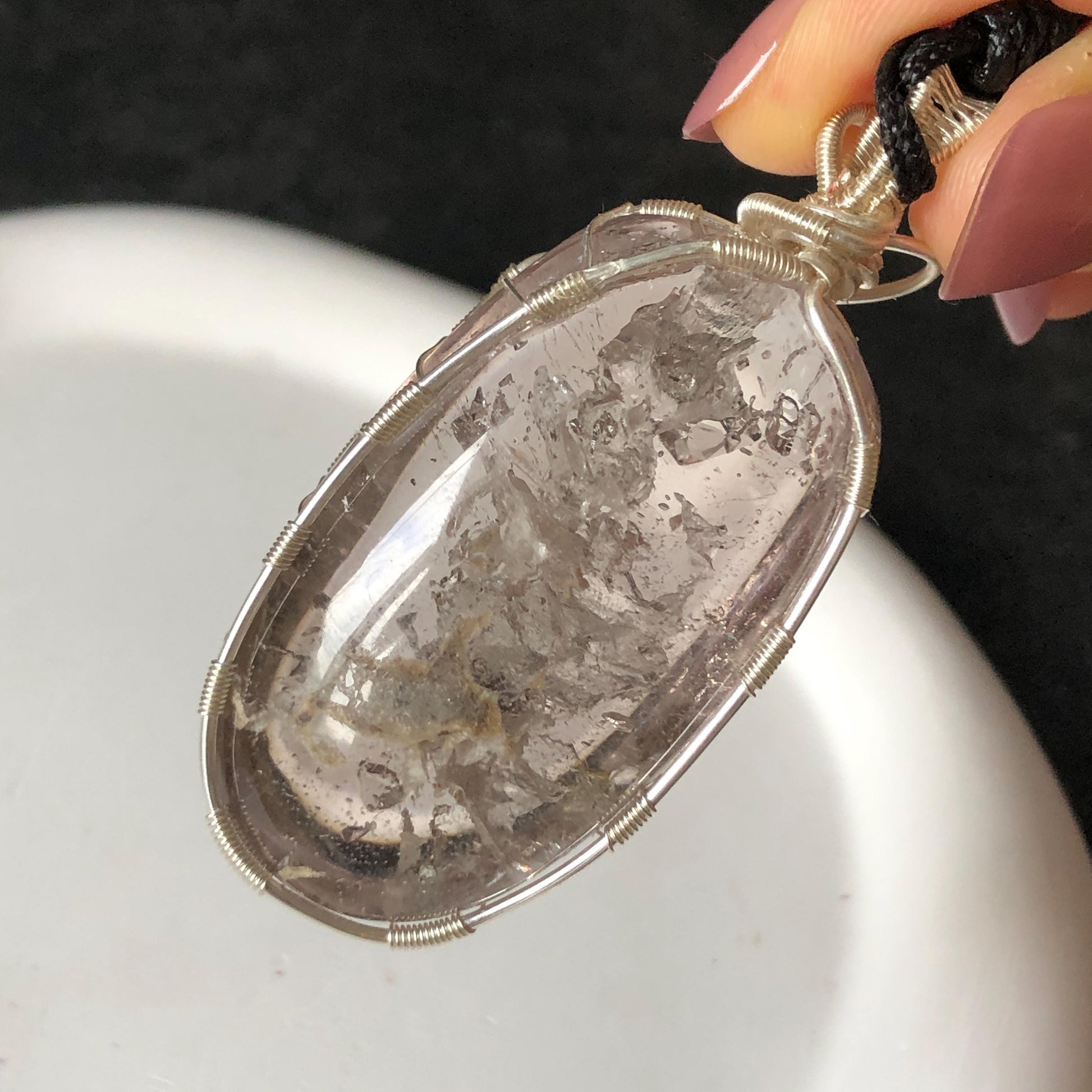 Ultra Rare! Moving Chalcopyrite Enhydro Quartz Cabochon Pendant Adjustable Necklace: with Shifting Bubble Inclusion Polished Crystal | Natural Gemstone Birthstone Gift for her enhydro crystal water bubble inclusion quartz chalcopyrite cubes mineral specimen silver pendant flowing sand inclusion rainbow quartz big enhydro charm choker palm stone for meditation healing stone necklace chakra abundance stone chakra crystal healing stone birthday gift