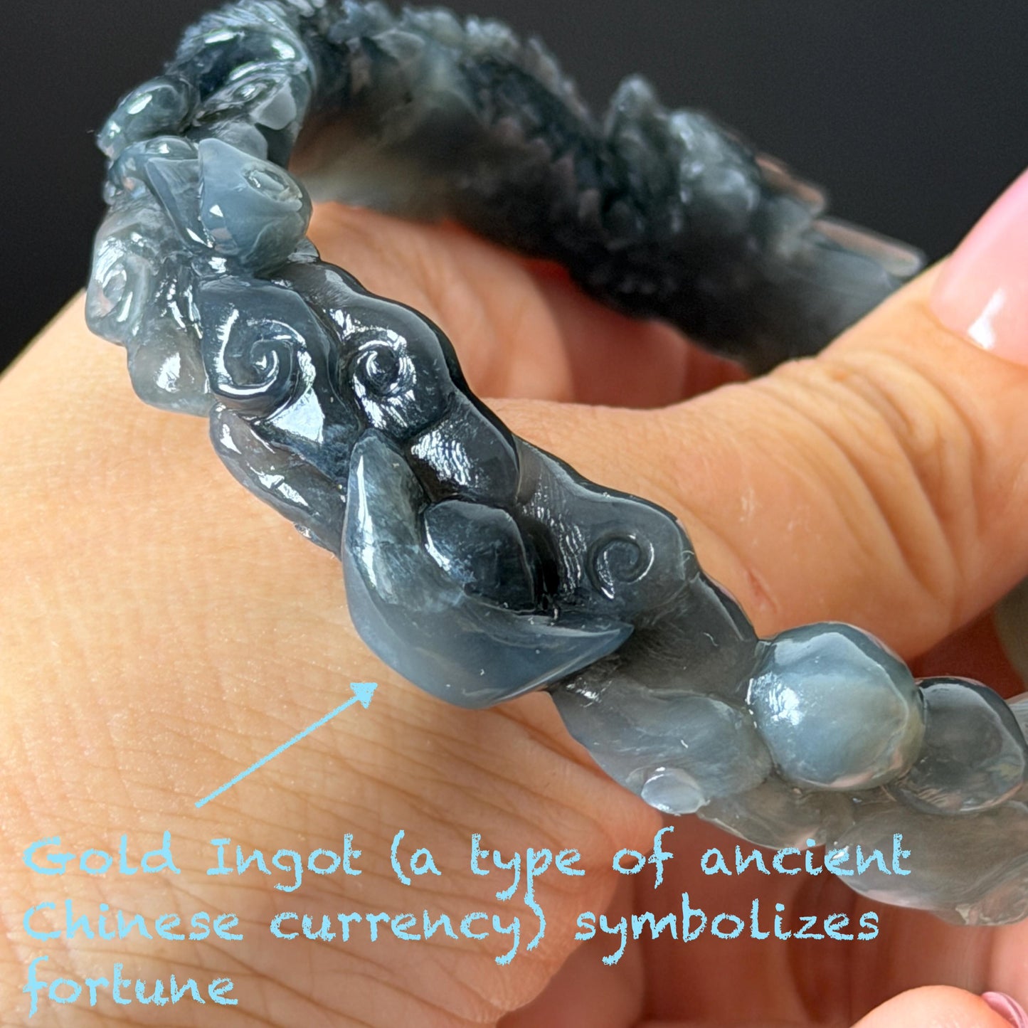 Custom Size 50-70mm! Xiu Jade Qilin Kirin Brings Treasures Hand Carved Bangle: Certified Natural Serpentine Ice grey black white Jade handcrafted Bracelet 3D stone carving Accept Customized order tailor-made bangle customized gift Kirin lover gift for her custom size bangle natural jade with certificate bracelet grey jade certified jade black jade white jade carving hand engraved jewelry carving personalized gift make to order antique bracelet chinese untreated jade birthday gift good fortune
