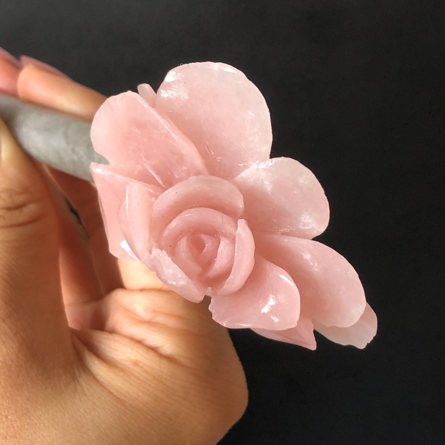 Xiu Jade Serpentine Hand Carved Pink Camellia Flower Hair Pin: Natural Pink & Grey Jade Handcrafted Hair Stick 3D stone carving Hair Jewelry | Asian Chinese Vintage Hanfu Hair Fork gift for her pink jade carving grey jade flower carving camellia carving hand engraved flower hairpins japanese hair stick korean hair pins vinatge hair fork chinese hair comb antique hairpins wedding headpiece engagement hair jewelry bridal shower gift bridal hair accessory 3D stone carving