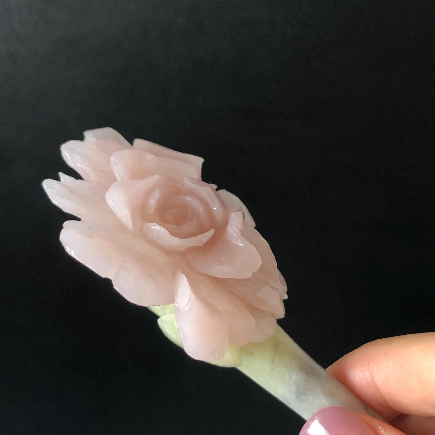 Xiu Jade Serpentine Hand Carved Pink Yulan Flower Hair Pin: Natural Pink Grey Green Jade Handcrafted Hair Stick 3D stone carving Hair Jewelry | Asian Chinese Vintage Hanfu Hair Fork gift for her pink jade carving green jade grey jade flower carving yulan carving hand engraved yulan hairpins japanese hair stick korean hair pins vinatge hair fork chinese hair comb antique hairpins wedding headpiece engagement hair jewelry bridal shower gift bridal hair accessory 3D stone carving