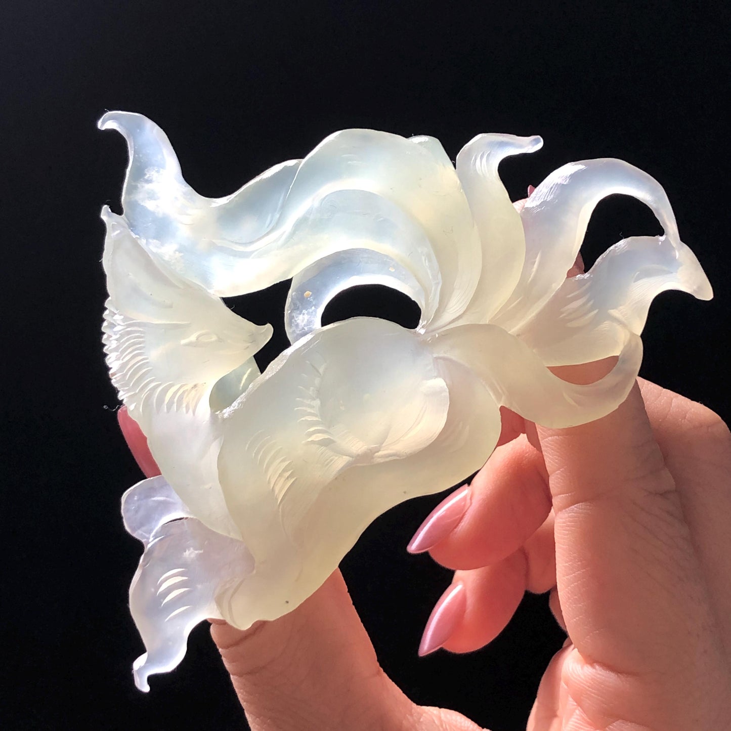 Xiu Jade Nine-tailed Fox Hand Carved Hair Crown: Natural Serpentine Ice Green  Jade Hanfu Hair Stick 3D stone carving Asian Chinese Vintage Style  Gift for her, hairpin, green jade hair stick, hair fork, chinese hairpin, korean hair stick, japanese hair pin, vinatge hair comb, bridal hair clip, fox lover gift, hand carved fox, hand engraved animals carving, fox carving, real jade untreated jade bridal headpiece wedding hair jewelry hollow out carving gift for her engagement gift