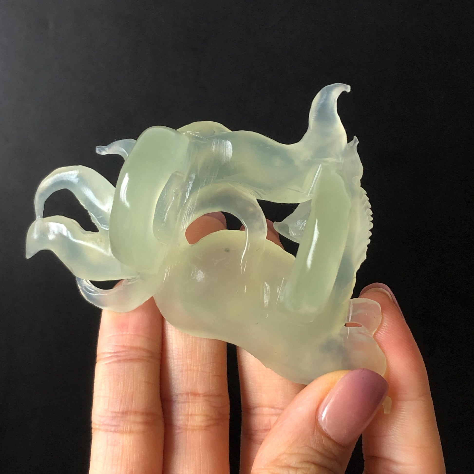Xiu Jade Nine-tailed Fox Hand Carved Hair Crown: Natural Serpentine Ice Green  Jade Hanfu Hair Stick 3D stone carving Asian Chinese Vintage Style  Gift for her, hairpin, green jade hair stick, hair fork, chinese hairpin, korean hair stick, japanese hair pin, vinatge hair comb, bridal hair clip, fox lover gift, hand carved fox, hand engraved animals carving, fox carving, real jade untreated jade bridal headpiece wedding hair jewelry hollow out carving gift for her engagement gift