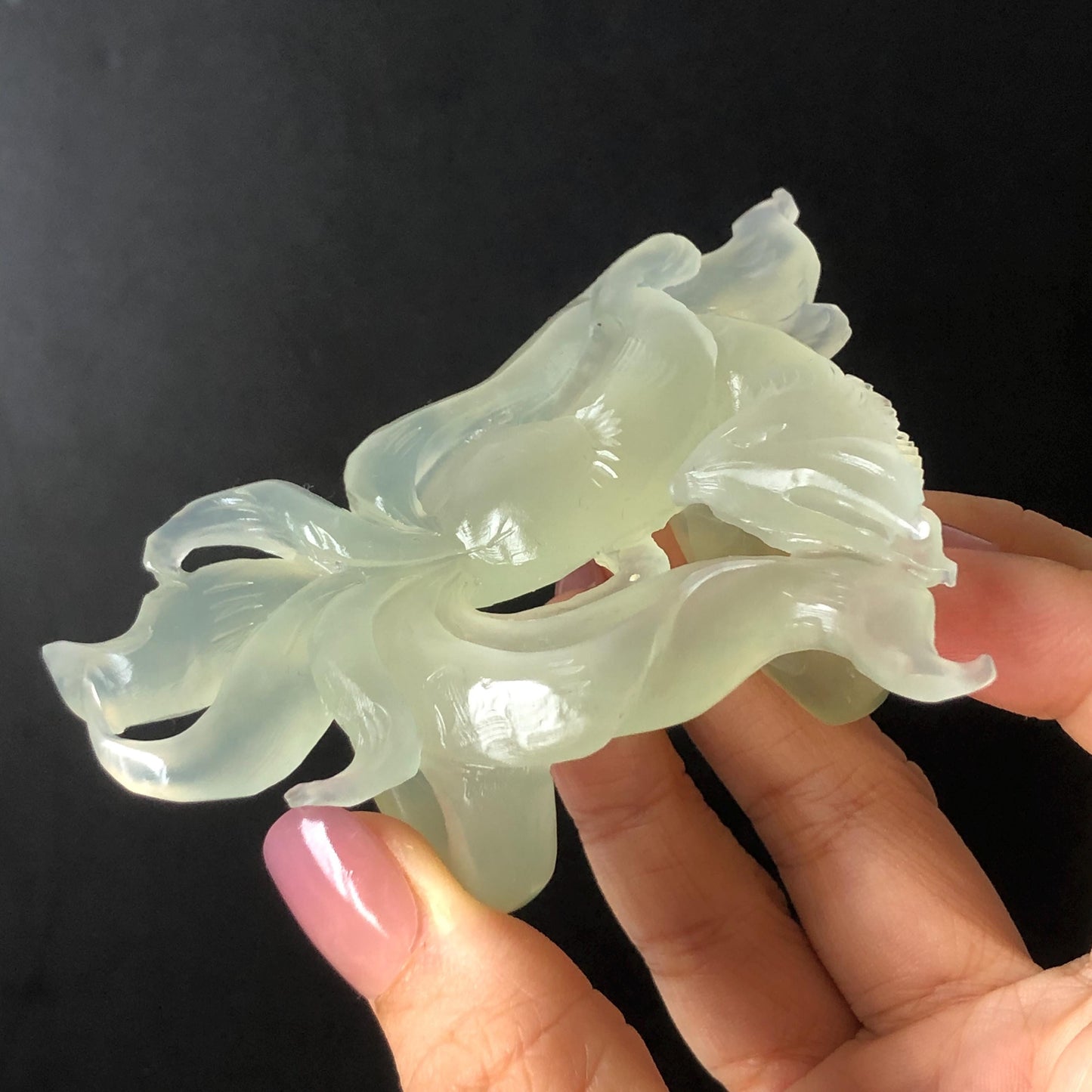 Xiu Jade Nine-tailed Fox Hand Carved Hair Crown: Natural Serpentine Ice Green  Jade Hanfu Hair Stick 3D stone carving Asian Chinese Vintage Style  Gift for her, hairpin, green jade hair stick, hair fork, chinese hairpin, korean hair stick, japanese hair pin, vinatge hair comb, bridal hair clip, fox lover gift, hand carved fox, hand engraved animals carving, fox carving, real jade untreated jade bridal headpiece wedding hair jewelry hollow out carving gift for her engagement gift