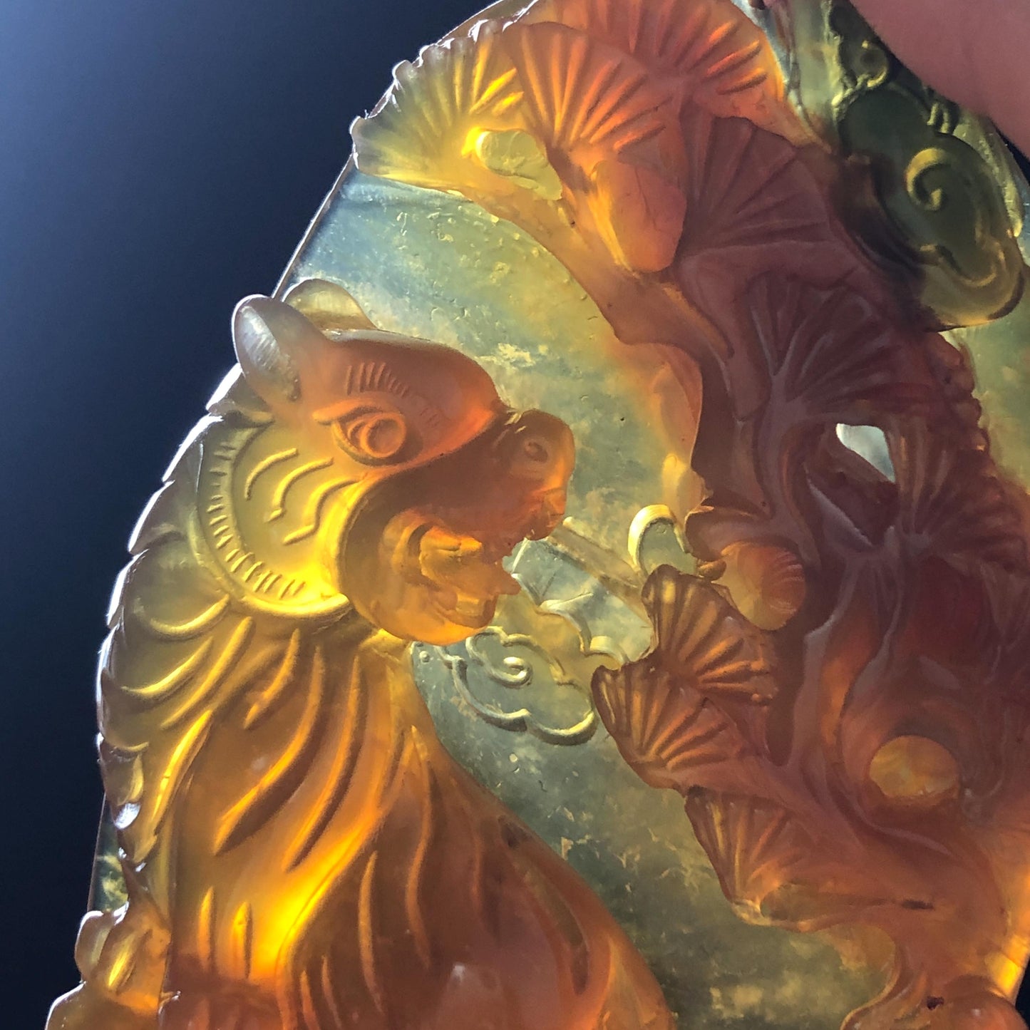 Xiu Jade Tiger in the wood Pine Tree Hand Carved Pendant Adjustable Necklace: Certified Natural Serpentine Bi-color Ice Yellow Green Jade Handcrafted Charm 3D Stone Carving yellow jade carving green jade 3D carving tiger carving pine tree carving tiger pendant animals carving charm adjustable necklace for men choker jade with certificate untreated jade lucky charm tiger lover gift handcrafted jade relief carving birthday gift big pendant huge charm