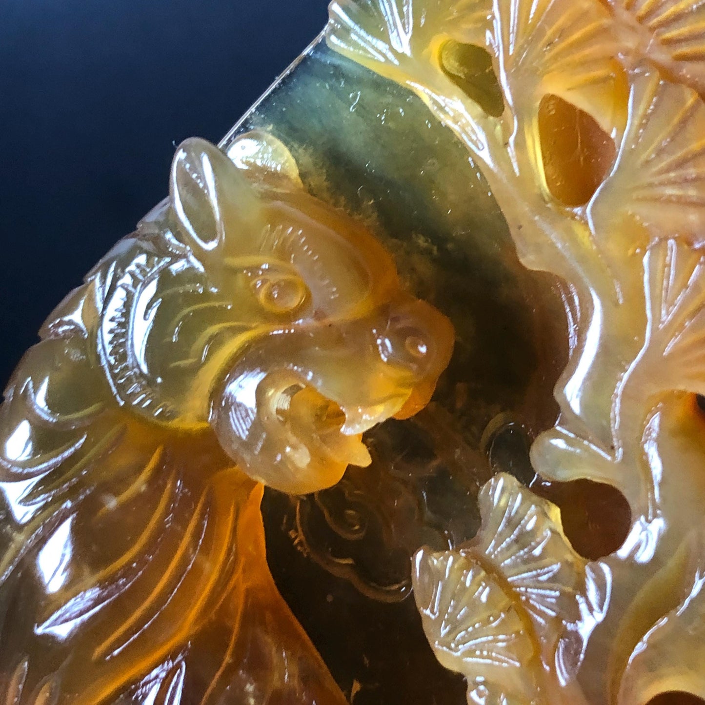 Xiu Jade Tiger in the wood Pine Tree Hand Carved Pendant Adjustable Necklace: Certified Natural Serpentine Bi-color Ice Yellow Green Jade Handcrafted Charm 3D Stone Carving yellow jade carving green jade 3D carving tiger carving pine tree carving tiger pendant animals carving charm adjustable necklace for men choker jade with certificate untreated jade lucky charm tiger lover gift handcrafted jade relief carving birthday gift big pendant huge charm