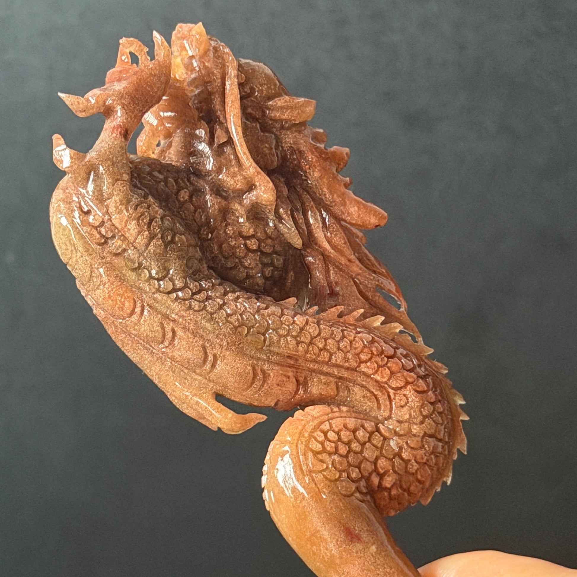Xiu Jade Fire Dragon Hand Carved Hair Pin: Certified Natural Serpentine Brownish Red Jade Handcrafted Hanfu Hair Stick 3D Stone Carving Hair Stick Asian Vintage Hair Fork Gift for her japanese hairpin korean hair stick hanfu hair fork vintage hair comb antique hair pins dragon carving hand engraved dragon red jade brown jade carving hand carved dragon carving fire dragon wedding headpiece bridal hair jewelry engagement hair accessory antique hair fork wedding headpiece