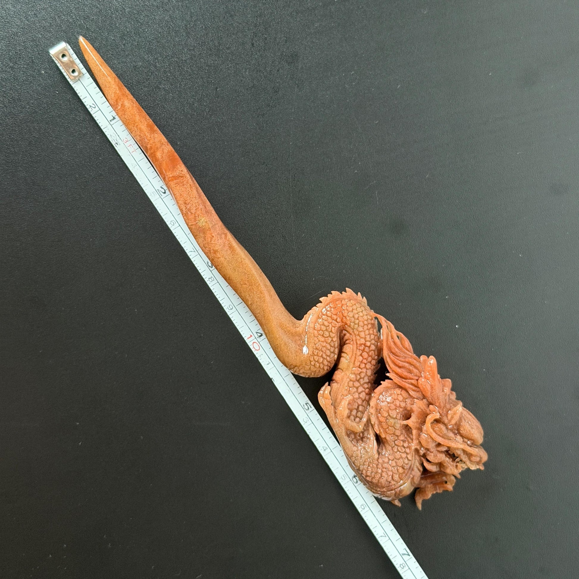 Xiu Jade Fire Dragon Hand Carved Hair Pin: Certified Natural Serpentine Brownish Red Jade Handcrafted Hanfu Hair Stick 3D Stone Carving Hair Stick Asian Vintage Hair Fork Gift for her japanese hairpin korean hair stick hanfu hair fork vintage hair comb antique hair pins dragon carving hand engraved dragon red jade brown jade carving hand carved dragon carving fire dragon wedding headpiece bridal hair jewelry engagement hair accessory antique hair fork wedding headpiece