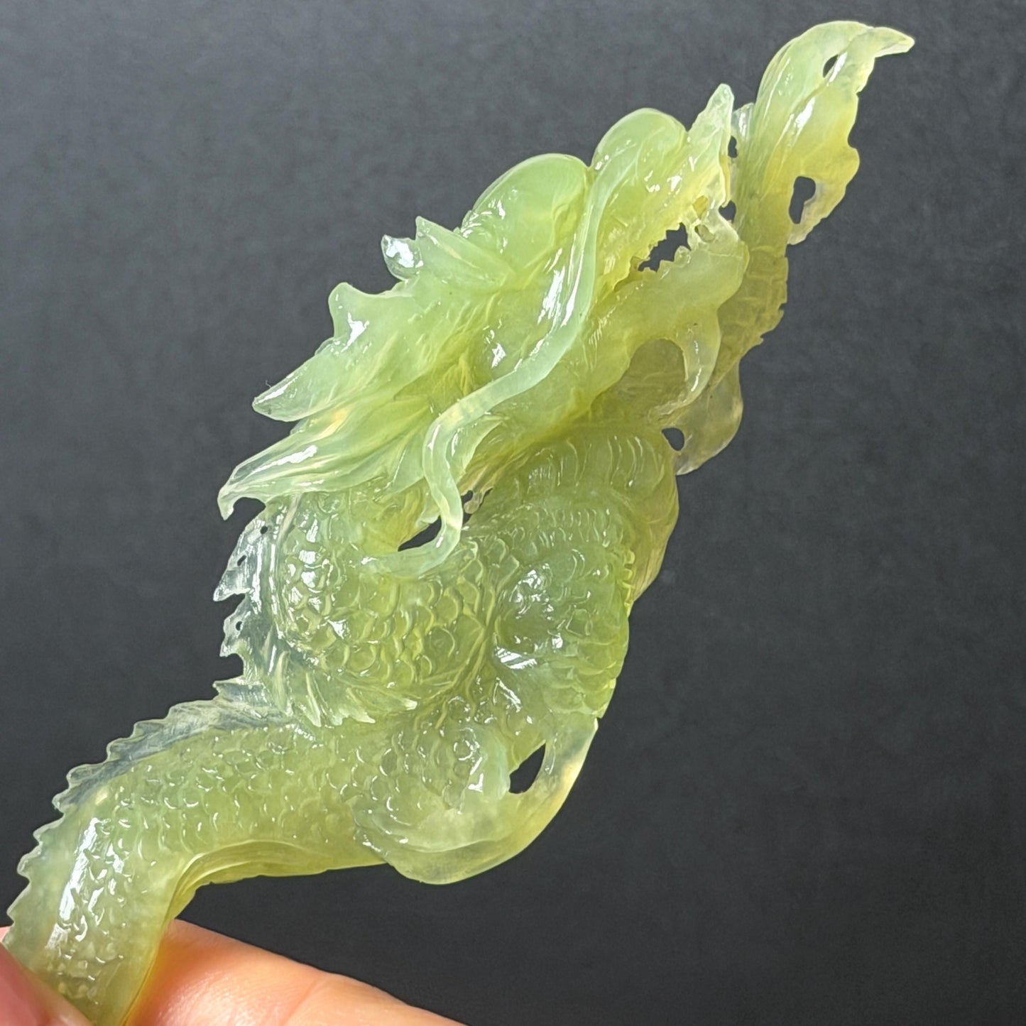 Xiu Jade Green Dragon Hand Carved Hair Pin: Certified Natural Serpentine Ice Green Jade Handcrafted Hanfu Hair Stick 3D Stone Carving Hair Stick Asian Vintage Hair Fork Gift for her japanese hairpin korean hair stick hanfu hair fork vintage hair comb antique hair pins dragon carving hand engraved dragon green jade white jade carving hand carved dragon carving green dragon wedding headpiece bridal hair jewelry engagement hair accessory antique hair fork wedding headpiece hollow out relief carving