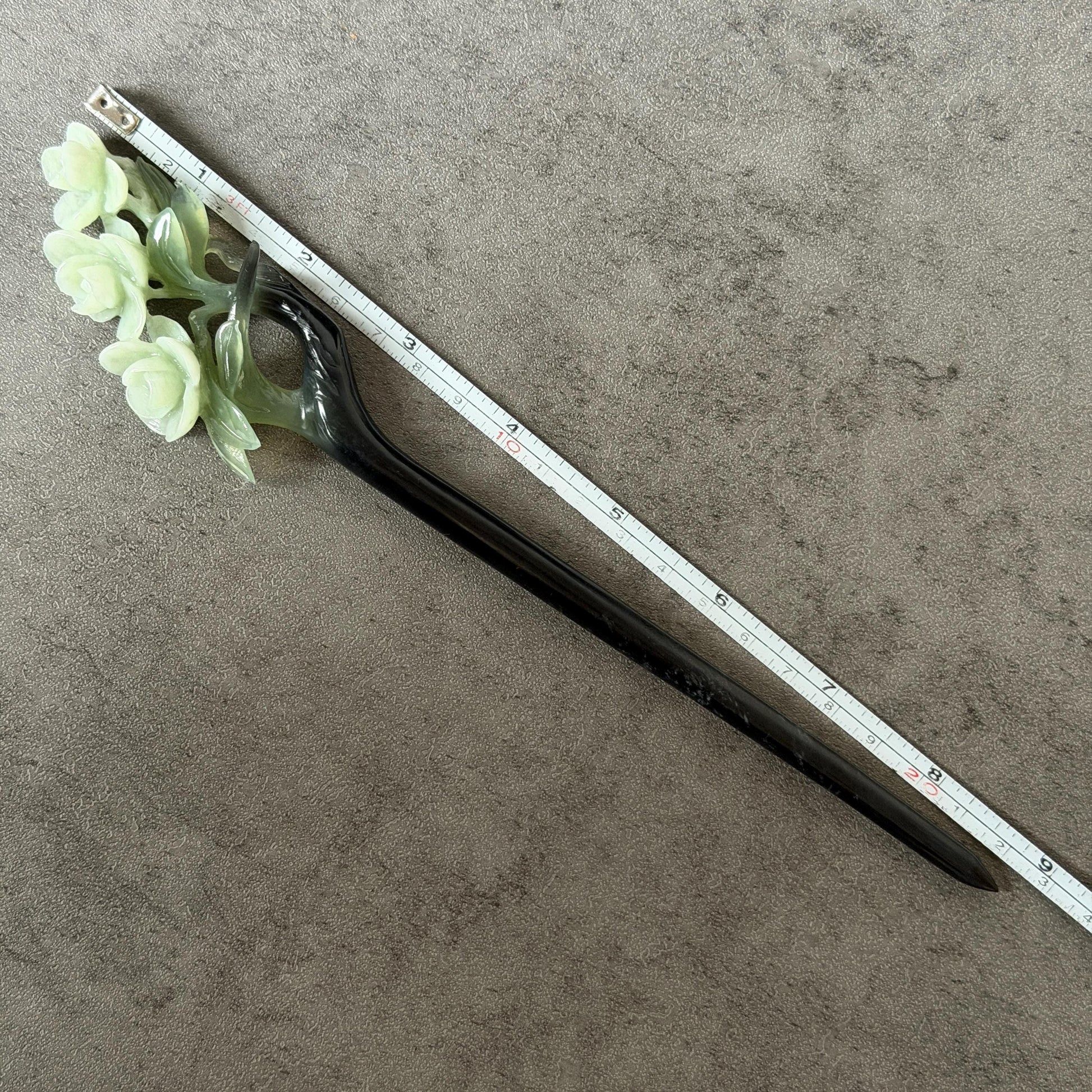 Xiu Jade Peach Blossom Flower Hand Carved Hair Pin: Certified Natural Serpentine Multicolor Black White Green Jade Handcrafted Hair Stick | Asian Vintage Hair Fork 3D stone carving Hair Jewelry Chinese Hanfu Hair Fork gift for her green jade carving white jade black jade flower carving hand engraved hairpins japanese hair stick korean hair pins hair fork hair comb antique hairpins wedding headpiece engagement hair jewelry bridal shower gift wedding bridal hair accessory asian hair crown