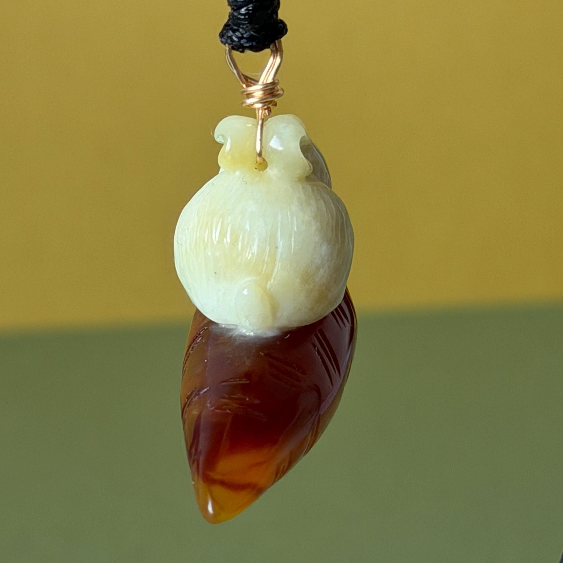 Xiu Jade Rabbit & Carrot Hand Carved Pendant Adjustable Necklace: Certified Natural Serpentine Red Brown White Jade Handcrafted Charm 3D Stone Carving white jade carving brown jade red jade 3D carving rabbit carving bunny carving rabbit pendant bunny charm carrot pendant raddish pendant adjustable necklace choker jade with certificate untreated jade lucky charm rabbit lover gift bunny lover gift handcrafted jade