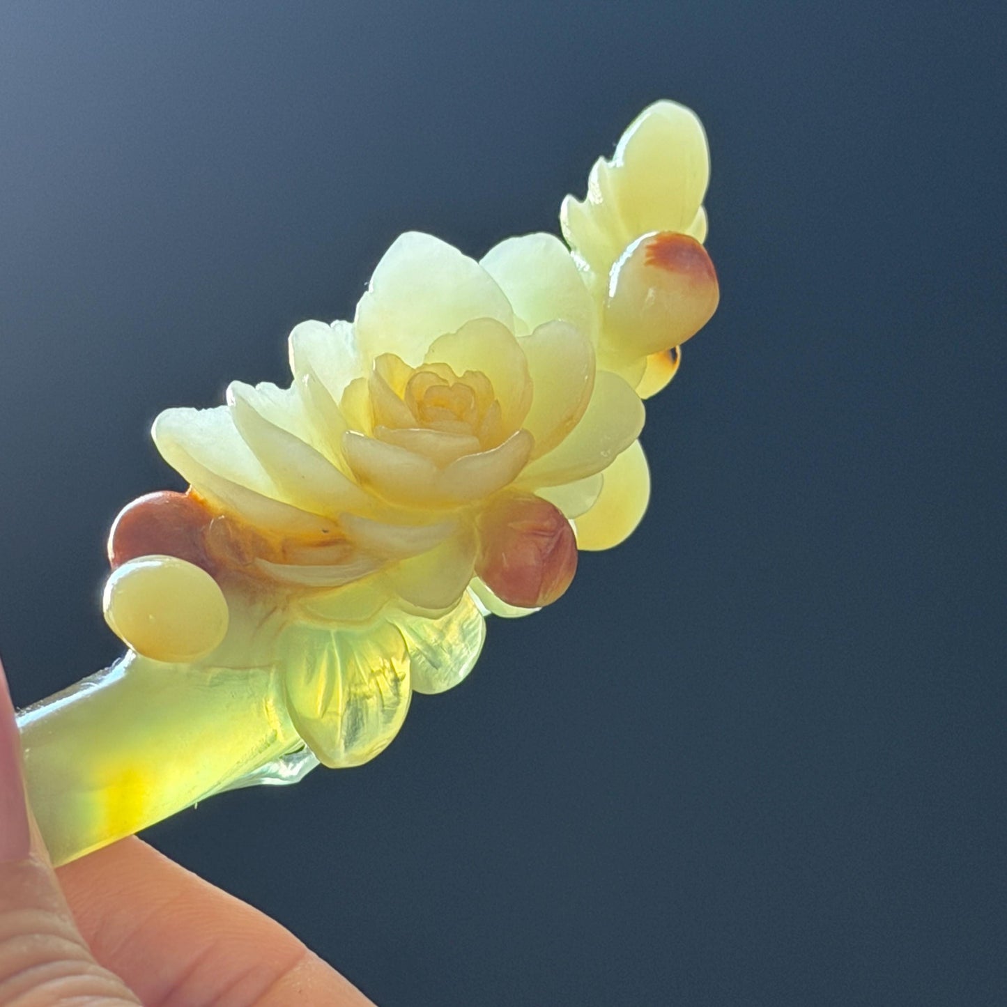 Xiu Jade Hand Carved Camellia Flower Hair Pin: Certified Natural Serpentine Multicolor Orange White Green Jade Handcrafted Hair Stick | Asian Vintage Hair Fork 3D stone carving Hair Jewelry | Chinese Hanfu Hair Fork gift for her green jade carving white jade orange jade flower carving camellia carving hand engraved hairpins japanese hair stick korean hair pins hair fork hair comb antique hairpins wedding headpiece engagement hair jewelry bridal shower gift bridal hair accessory  asian hair crown