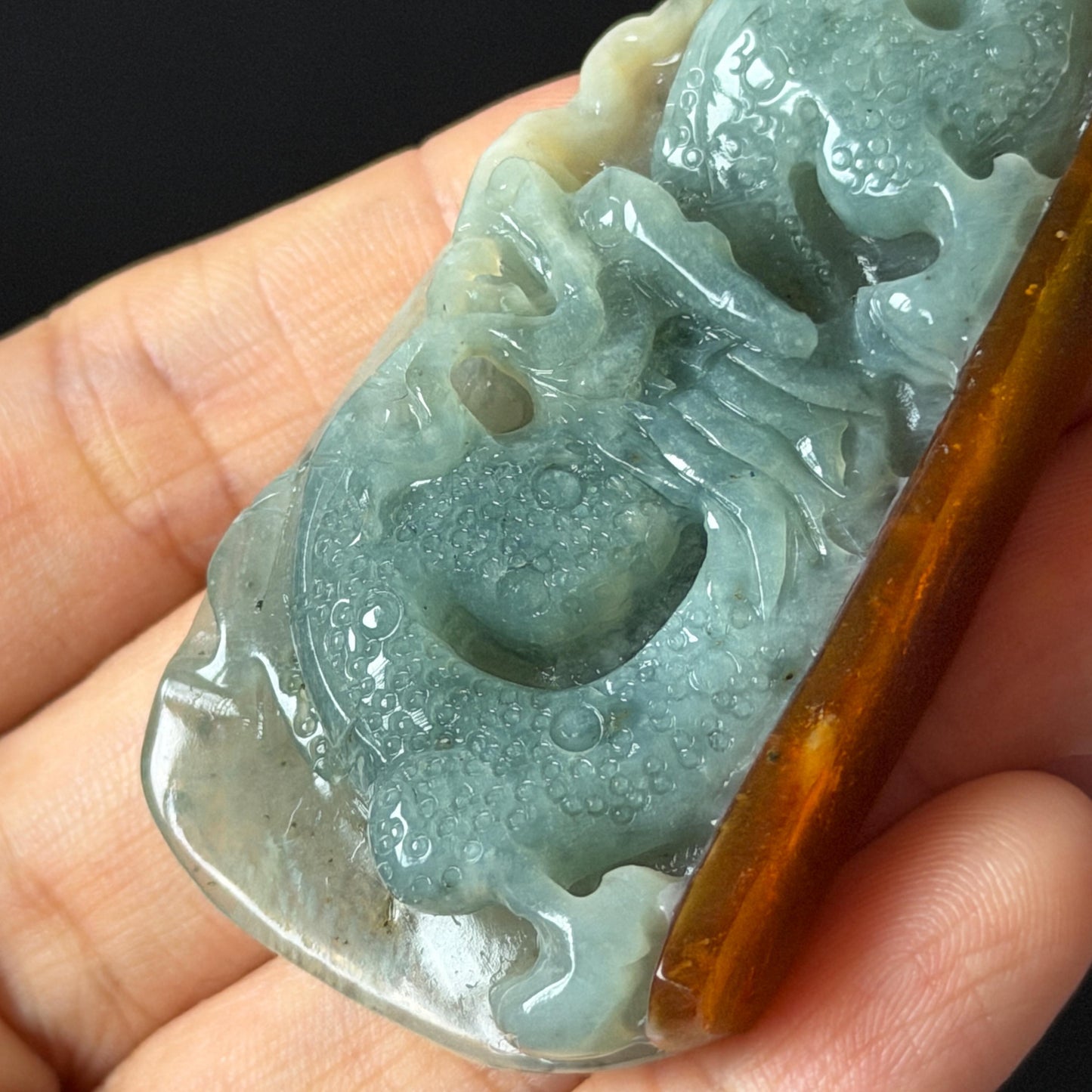 Xiu Jade Dragon Hand Carved Pendant Adjustable Necklace: Natural Serpentine Multicolour Greenish Blue, Yellow and Brown Jade Hand carved Charm | Power & Wealth | Stone Crystal Gemstone Jewellery gift for her gift for him hand engraved jade handcrafted jade charm blue jade green jade yellow jade brown jade red jade multicolor jade relief carving 3D stone carving dragon carving antique pendant asian vintage charm lucky charm big pendant   certificate jade untreat real jade dragon lover gift