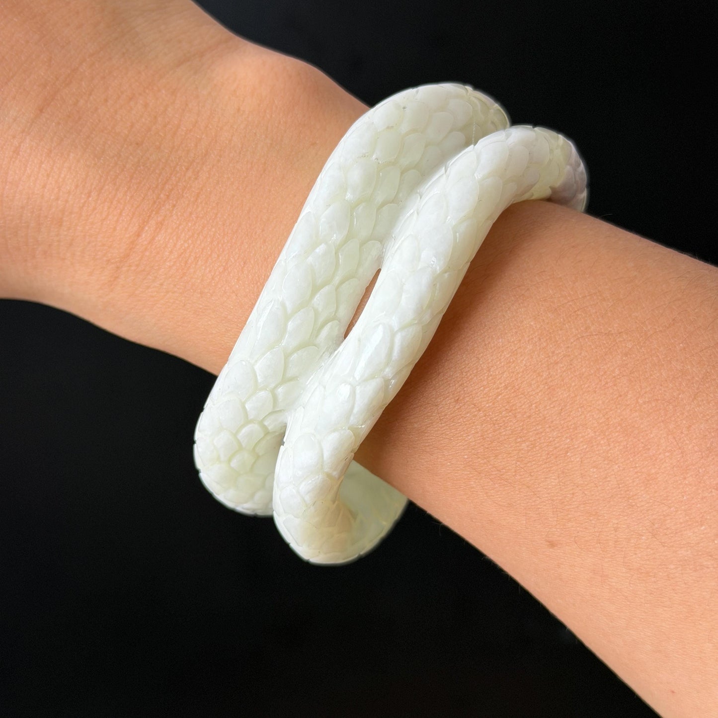 Custom Size 50-65mm! Xiu Jade White Snake Hand Carved Bangle: Certified Natural Serpentine White & Green Jade with Red Agate handcrafted Bracelet 3D stone carving Accept Customized order tailor-made bangle customized gift snake lover natural jade with certificate bracelet green jade white jade certified jade stone bangle gemstone bracelet crystal bangle jade carving personalized gift make to order antique bracelet chinese untreated jade birthday gift hallow out red agate bracelet