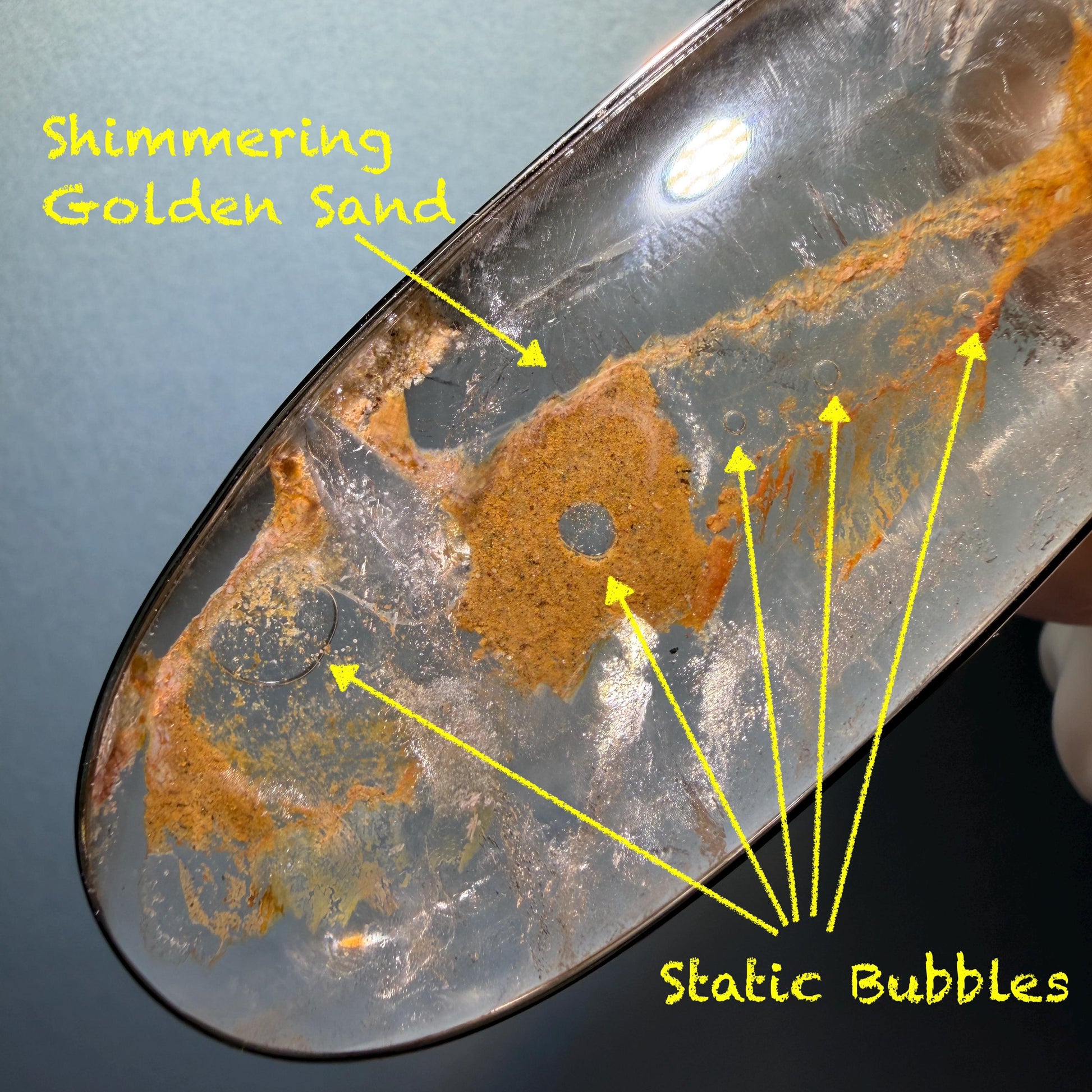 Ultra Rare! Enhydro Quartz Shimmering Golden Yellow Sand Waterfall S925 Silver Polished Pendant Adjustable Necklace | Natural Gemstone Birthstone Gift for her enhydro quartz sand water-fall pendant necklace choker gemstone charm stone pendant choker polished stone pendant crystal charm birthstone men necklace chakra crystal minerals specimen silver wire wrapped pendant inclusion crystal inclusion crystal yellow sand inclusion certified untreated crystal with certificate of authenticity