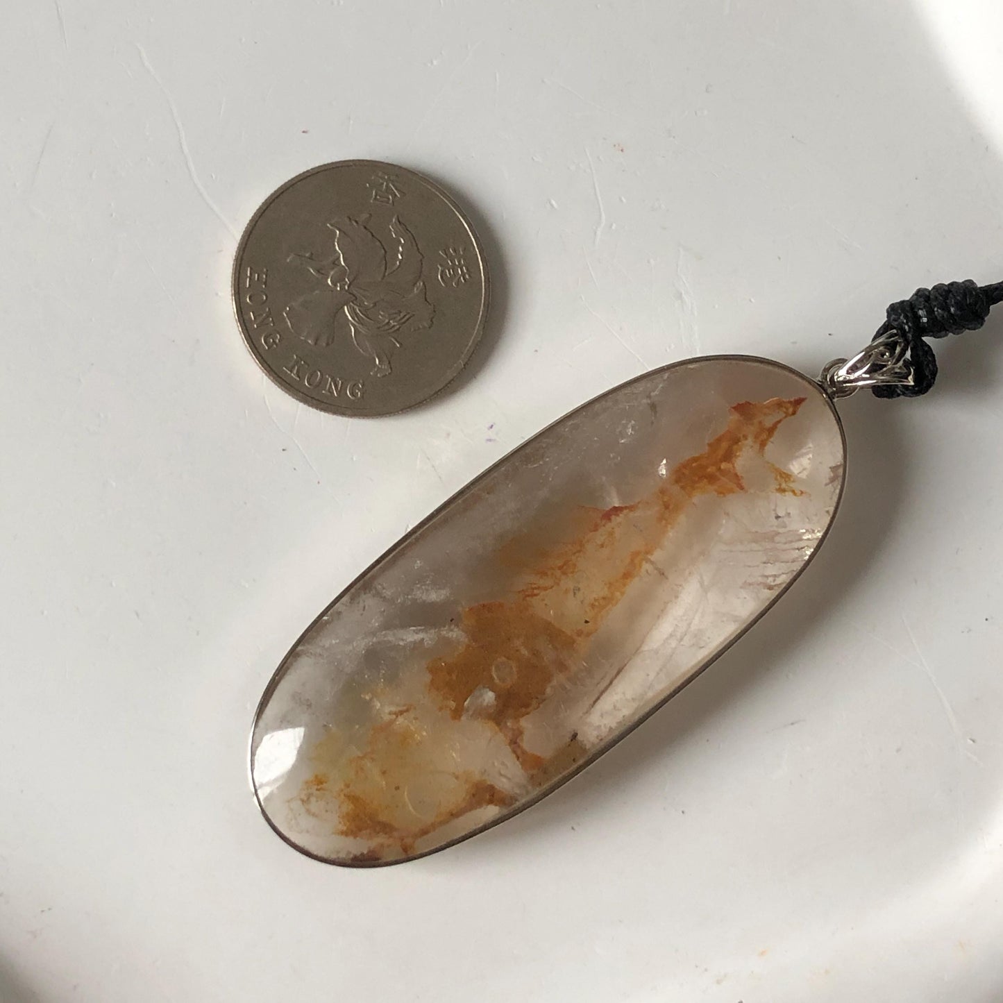 Ultra Rare! Enhydro Quartz Shimmering Golden Yellow Sand Waterfall S925 Silver Polished Pendant Adjustable Necklace | Natural Gemstone Birthstone Gift for her enhydro quartz sand water-fall pendant necklace choker gemstone charm stone pendant choker polished stone pendant crystal charm birthstone men necklace chakra crystal minerals specimen silver wire wrapped pendant inclusion crystal inclusion crystal yellow sand inclusion certified untreated crystal with certificate of authenticity