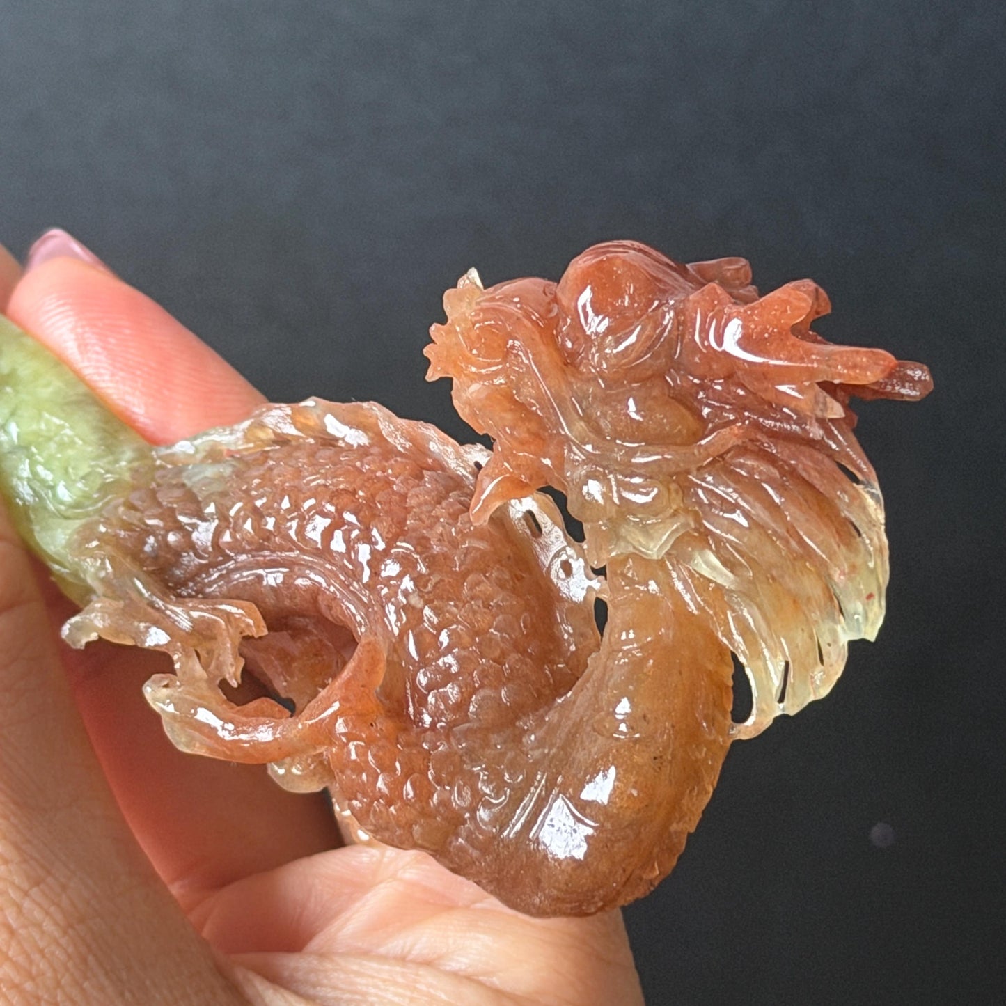 Xiu Jade Fire Dragon Hand Carved Hair Pin: Certified Natural Serpentine Gold Red Jade Handcrafted Hanfu Hair Stick 3D Stone Carving Hair Stick | Asian Vintage Hair Fork Gift for her japanese hairpin korean hair stick hanfu hair fork vintage hair comb antique hair pins dragon carving hand engraved dragon red jade gold jade yellow jade carving hand carved dragon hair stick fire dragon golden dragon wedding headpiece bridal hair jewelry engagement hair accessory antique hair fork wedding headpiece