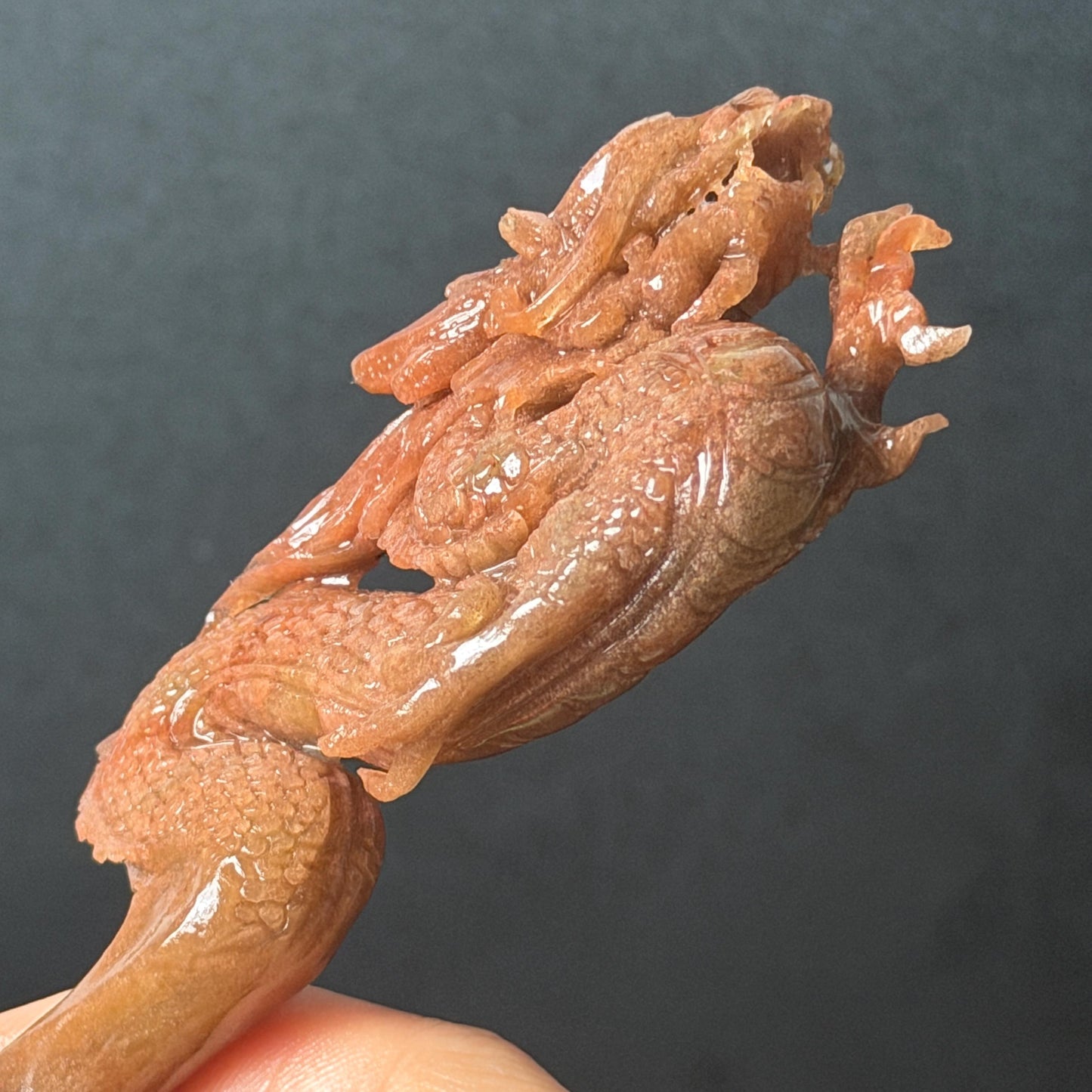 Xiu Jade Fire Dragon Hand Carved Hair Pin: Certified Natural Serpentine Brownish Red Jade Handcrafted Hanfu Hair Stick 3D Stone Carving Hair Stick Asian Vintage Hair Fork Gift for her japanese hairpin korean hair stick hanfu hair fork vintage hair comb antique hair pins dragon carving hand engraved dragon red jade brown jade carving hand carved dragon carving fire dragon wedding headpiece bridal hair jewelry engagement hair accessory antique hair fork wedding headpiece