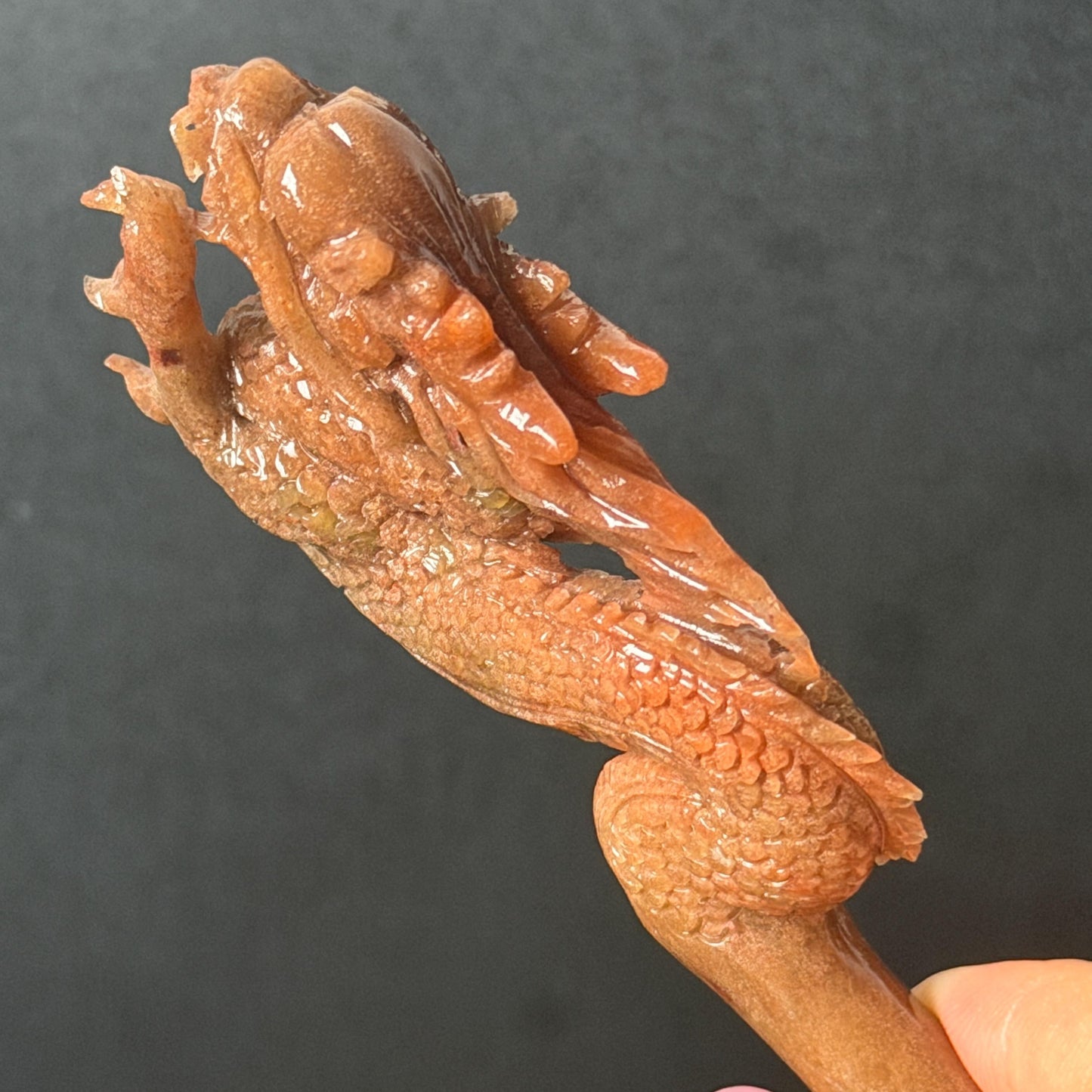 Xiu Jade Fire Dragon Hand Carved Hair Pin: Certified Natural Serpentine Brownish Red Jade Handcrafted Hanfu Hair Stick 3D Stone Carving Hair Stick Asian Vintage Hair Fork Gift for her japanese hairpin korean hair stick hanfu hair fork vintage hair comb antique hair pins dragon carving hand engraved dragon red jade brown jade carving hand carved dragon carving fire dragon wedding headpiece bridal hair jewelry engagement hair accessory antique hair fork wedding headpiece