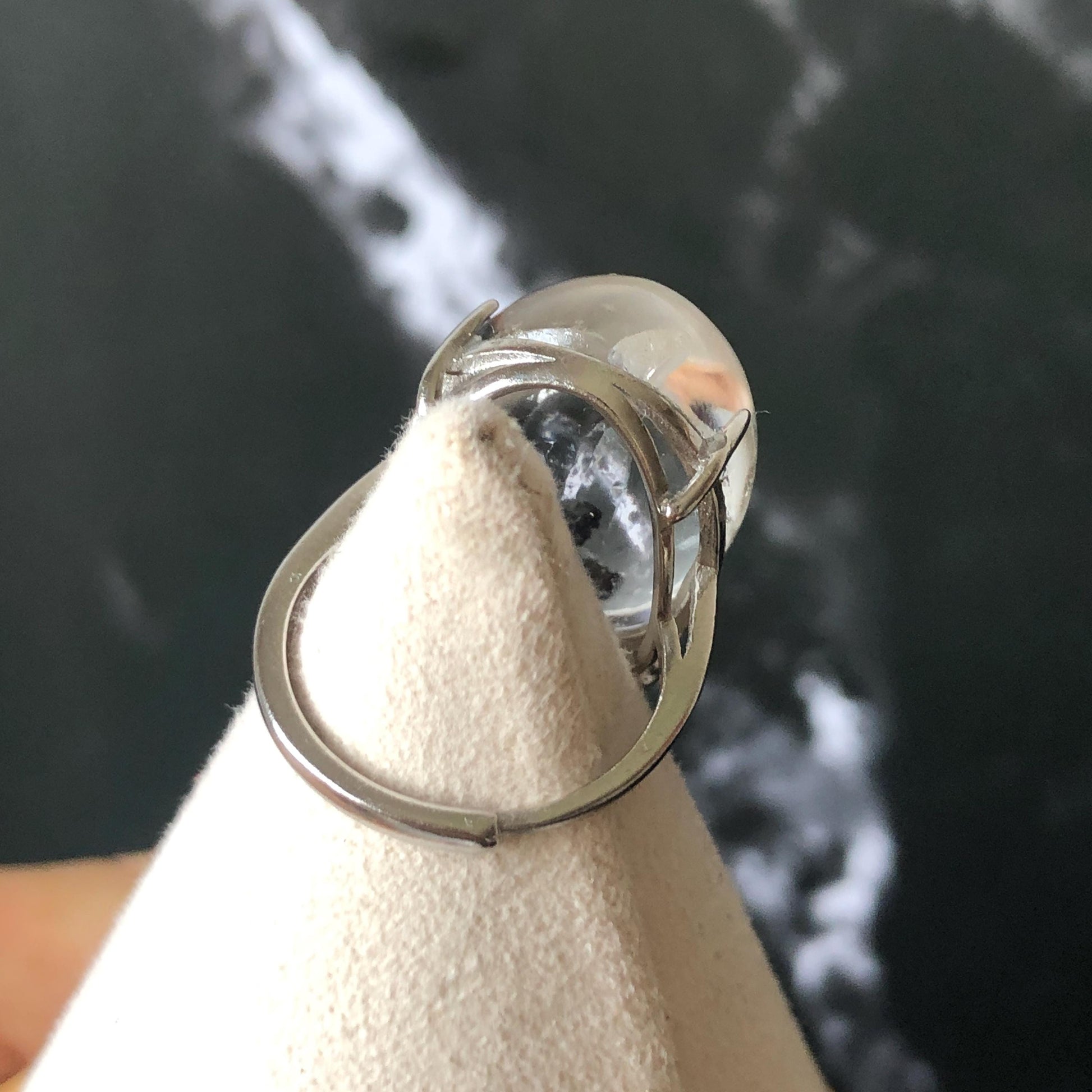 Enhydro Quartz (Herkimer Diamond) S925 Silver Adjustable Ring: Rare Moving Black Tourmaline Inclusion Polished Crystal Statement Ring for Women ring crystal band ring crystal cocktail ring crystal stackable ring 7 chakra crystal ring meditation crystal healing stone birthstone silver ring ring for men rainbow quartz minerals specimen inclusion quartz tourmaline inclusion quick sand inclusion water inclusion cocktail ring stackable ring enhydro crystal ring men statement ring untreated crystal