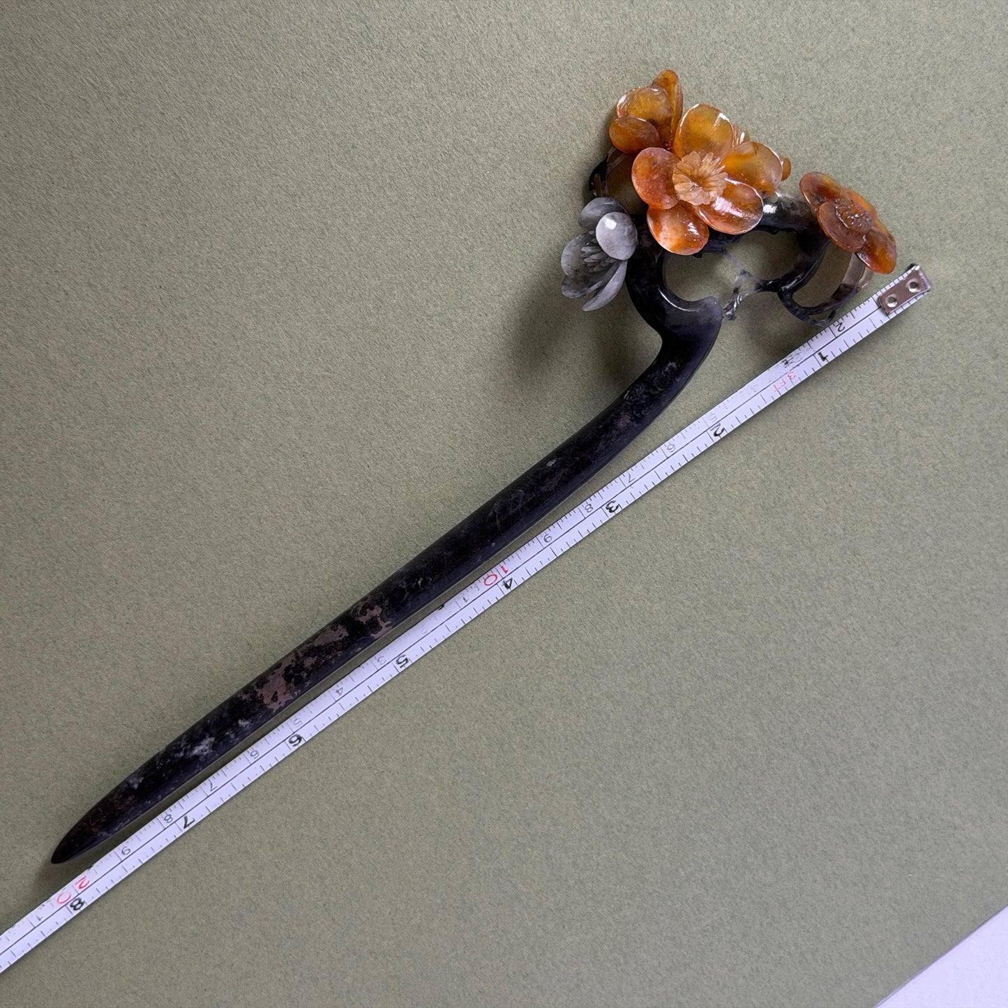 Xiu Jade Plum Blossom Flower Hand Carved Hair Pin: Natural Certified Serpentine Muticolor Black White Yellow Jade Handcrafted Flower Hair Stick | Asian Vintage Hair Fork 3D stone carving Hair Jewelry Chinese Hanfu Hair Fork gift for her yellow jade carving white jade black jade flower carving hand engraved hairpins japanese hair stick korean hair pins hair fork hair comb antique hairpins wedding headpiece engagement hair jewelry bridal shower gift wedding bridal hair accessory asian hair crown