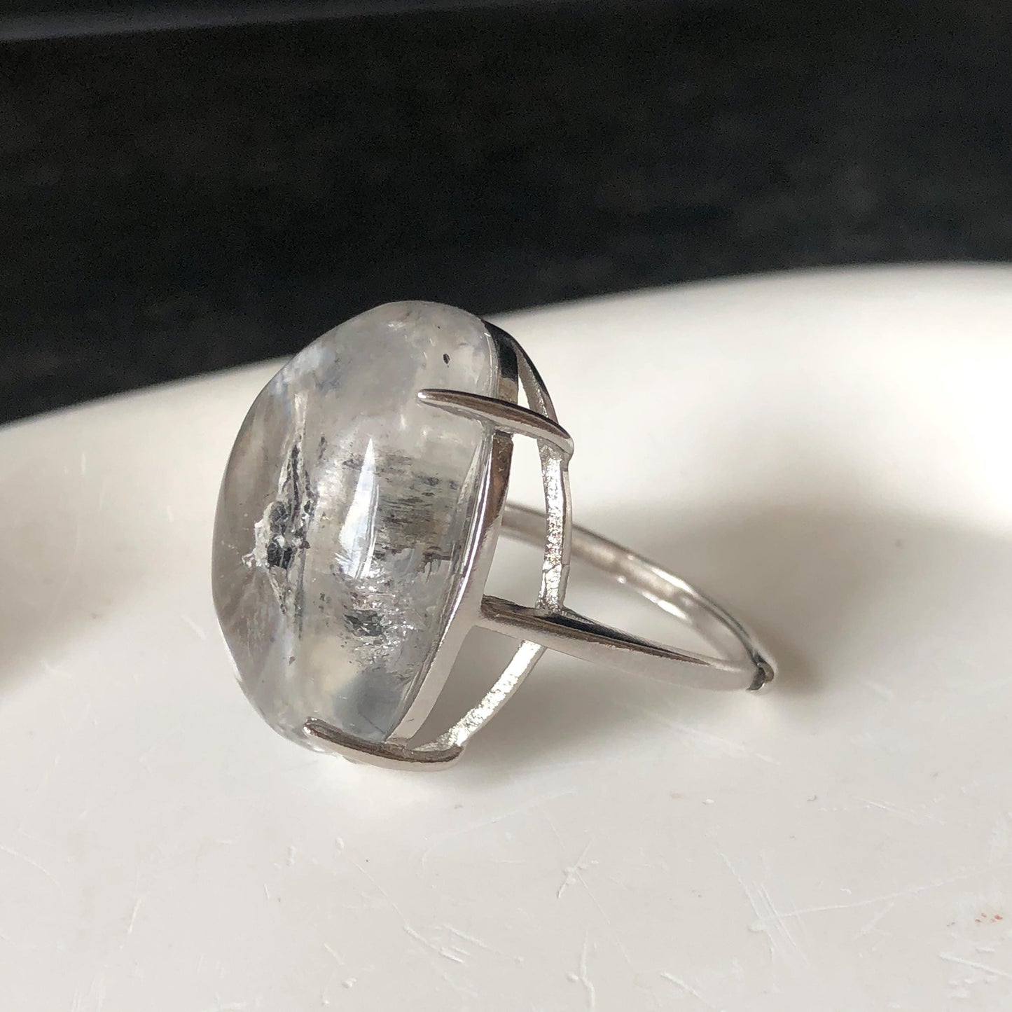 Enhydro Quartz (Herkimer Diamond) S925 Silver Adjustable Ring: Rare Moving Black Tourmaline flakes Inclusion Polished Crystal men Statement Ring for Women ring crystal band ring crystal cocktail ring crystal stackable ring 7 chakra crystal ring meditation crystal healing stone birthstone silver ring ring for men rainbow quartz minerals specimen inclusion quartz tourmaline inclusion quick sand inclusion water inclusion cocktail ring stackable ring enhydro crystal ring untreated crystal