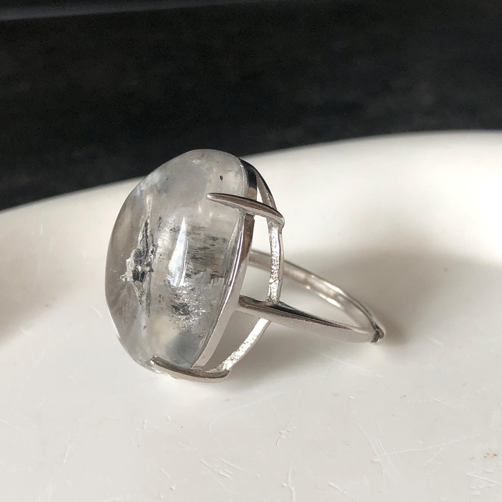 Enhydro Quartz (Herkimer Diamond) S925 Silver Adjustable Ring: Rare Moving Black Tourmaline flakes Inclusion Polished Crystal men Statement Ring for Women ring crystal band ring crystal cocktail ring crystal stackable ring 7 chakra crystal ring meditation crystal healing stone birthstone silver ring ring for men rainbow quartz minerals specimen inclusion quartz tourmaline inclusion quick sand inclusion water inclusion cocktail ring stackable ring enhydro crystal ring untreated crystal
