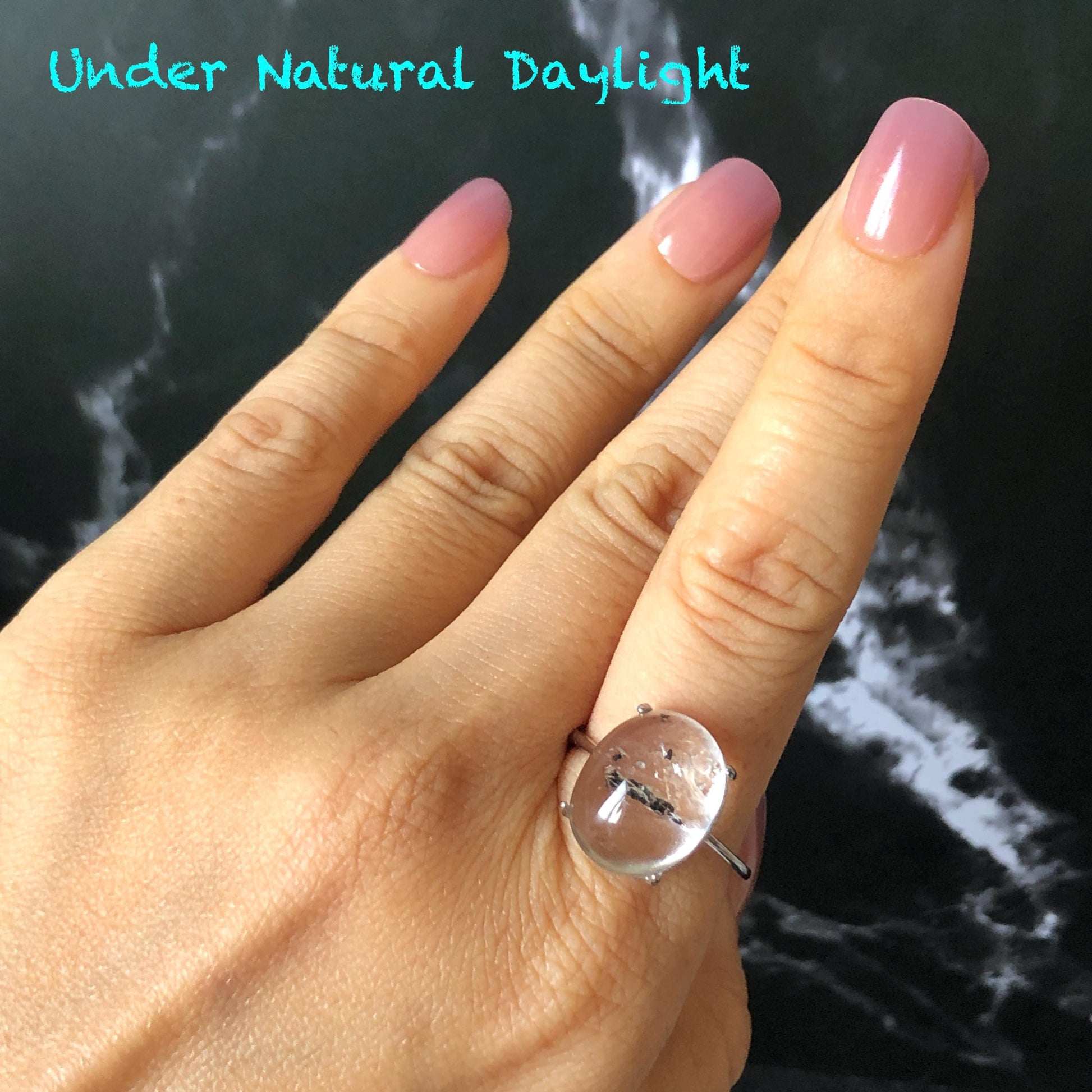 Enhydro Quartz (Herkimer Diamond) S925 Silver Adjustable Ring: Rare Moving Black Tourmaline & Shifting Bubble Inclusion Polished Crystal Statement Ring for Women ring crystal band ring crystal cocktail ring crystal stackable ring 7 chakra crystal ring meditation crystal healing stone birthstone silver ring ring for men rainbow quartz minerals specimen inclusion quartz tourmaline inclusion quick sand inclusion water inclusion cocktail ring stackable ring enhydro crystal ring untreated crystal