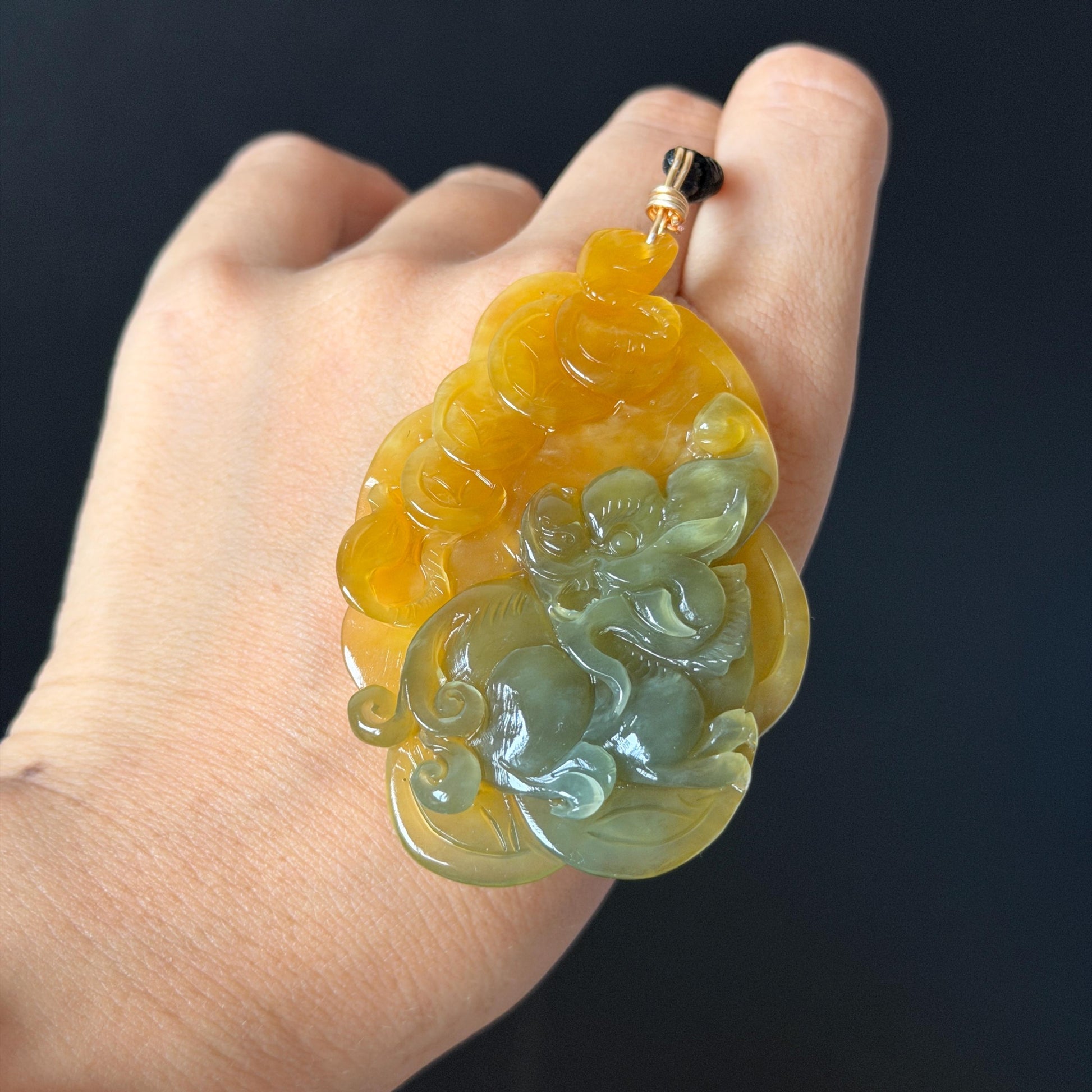 Xiu Jade Pixiu Hand Carved Pendant Adjustable Necklace: Natural Serpentine Yellow & Green Jade Hand Engraved Charm | Abundance & Wealth | Stone Crystal Gemstone Jewellery gift for her gift for him hand engraved jade handcrafted jade charm blue jade green jade yellow jade brown jade red jade multicolor jade relief carving 3D stone carving pixiu carving antique pendant asian vintage charm lucky charm big pendant certificate jade untreat real jade pixiu lover gift