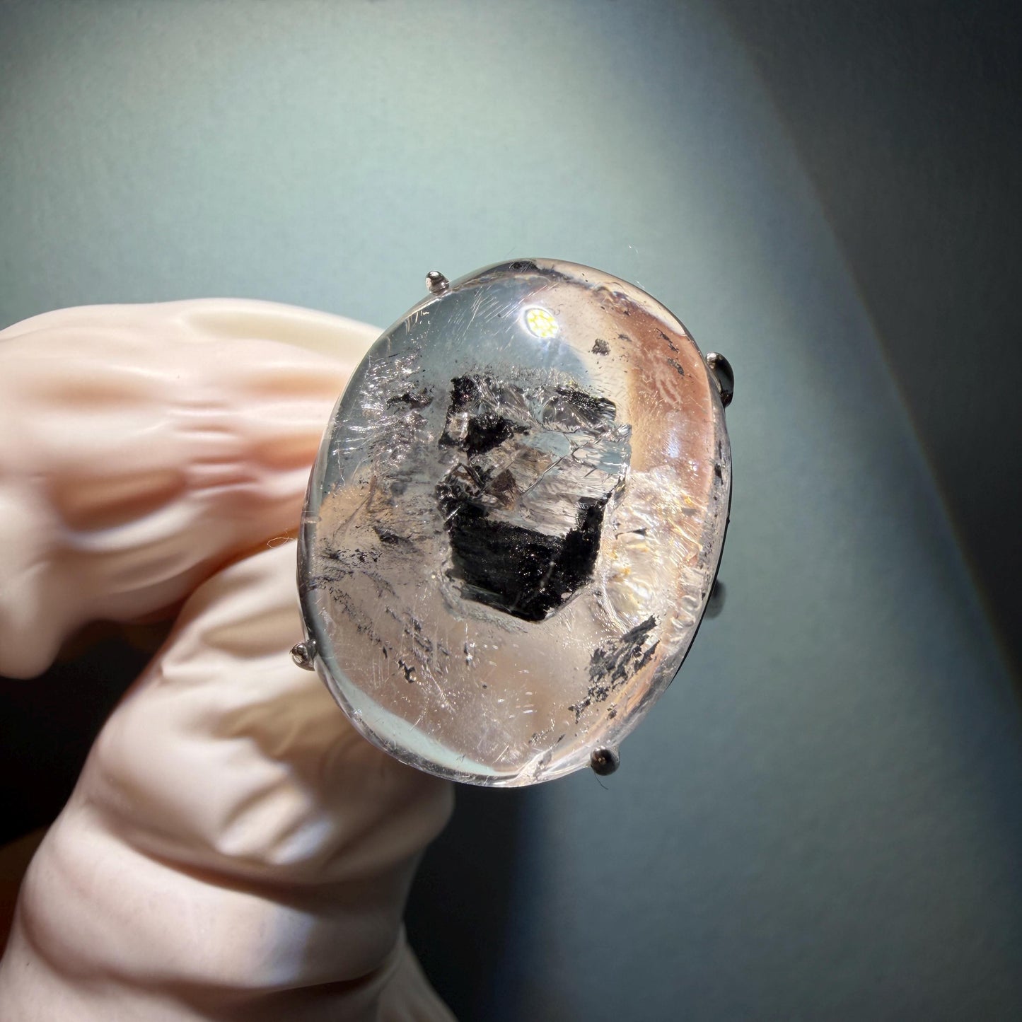 Enhydro Quartz (Herkimer Diamond) S925 Silver Adjustable Ring: Rare Moving Black Tourmaline flakes Inclusion Polished Crystal men Statement Ring for Women ring crystal band ring crystal cocktail ring crystal stackable ring 7 chakra crystal ring meditation crystal healing stone birthstone silver ring ring for men rainbow quartz minerals specimen inclusion quartz tourmaline inclusion quick sand inclusion water inclusion cocktail ring stackable ring enhydro crystal ring untreated crystal