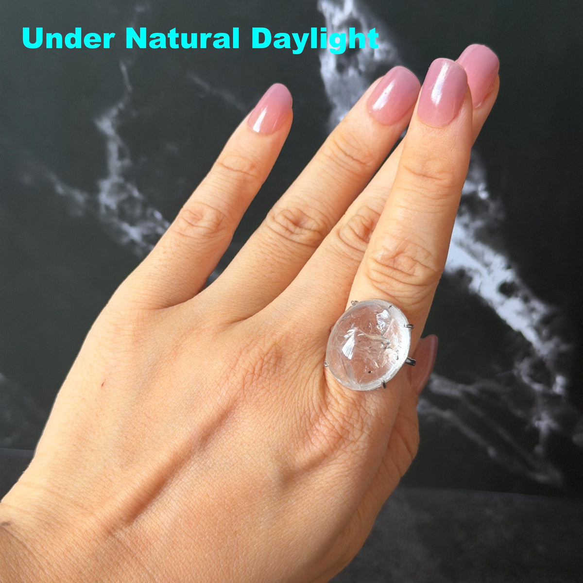 Enhydro Quartz (Herkimer Diamond) S925 Silver Adjustable Ring: Flowing Shimmering Black Sand & Shifting Bubble Inclusion Polished Crystal Statement Ring for Women crystal band ring cocktail ring stackable ring 7 chakra meditation crystal healing stone birthstone silver ring ring for men rainbow quartz minerals specimen inclusion quartz quick sand inclusion fluid inclusion water inclusion cocktail ring stackable ring enhydro crystal ring men statement ring untreated crystal