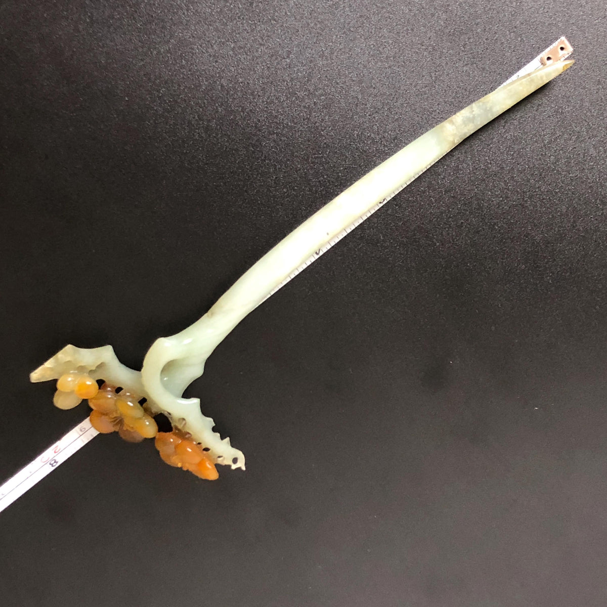 Xiu Jade Plum Blossom Flower Hand Carved Hair Pin: Certified Natural Serpentine Multicolor Brown Green Jade Handcrafted Hair Stick | Asian Vintage Hair Fork 3D stone carving Hair Jewelry Chinese Hanfu Hair Fork gift for her brown jade carving green jade  flower carving hand engraved hairpins japanese hair stick korean hair pins hair fork hair comb antique hairpins wedding headpiece engagement hair jewelry bridal shower gift wedding bridal hair accessory asian hair crown