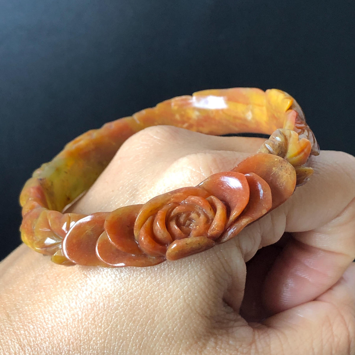 Custom Size 50-62mm! Xiu Jade Fire Phoenix & Red Peony Hand Carved Bangle: Certified Natural Serpentine Yellow Red Jade handcrafted Bracelet 3D stone carving Accept Customized order tailor-made bangle customized gift phoenix lover gift for her natural jade with certificate bracelet red jade yellow jade multicolour jade certified jade stone bangle gemstone bracelet jade carving phoenix carving peony carving personalized gift make to order chinese untreated jade birthday gift hallow out
