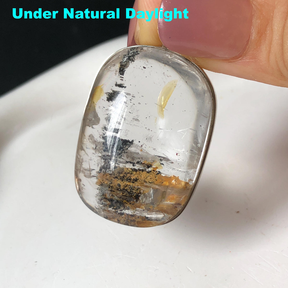 Ultra Rare! Polished Enhydro Quartz Flowing Iron Sand Inclusion Crystal Pendant Necklace | Colour Sand | Natural Gemstone Birthstone Gift for her quicksand enhydro quartz sand water-fall pendant necklace choker gemstone charm polished stone pendant crystal charm birthstone men necklace chakra crystal minerals specimen sterling silver wire wrapped pendant inclusion quartz white sand inclusion rainbow quartz bubble inclusion cabochon inclusion crystal palm stone bird charm golden healer