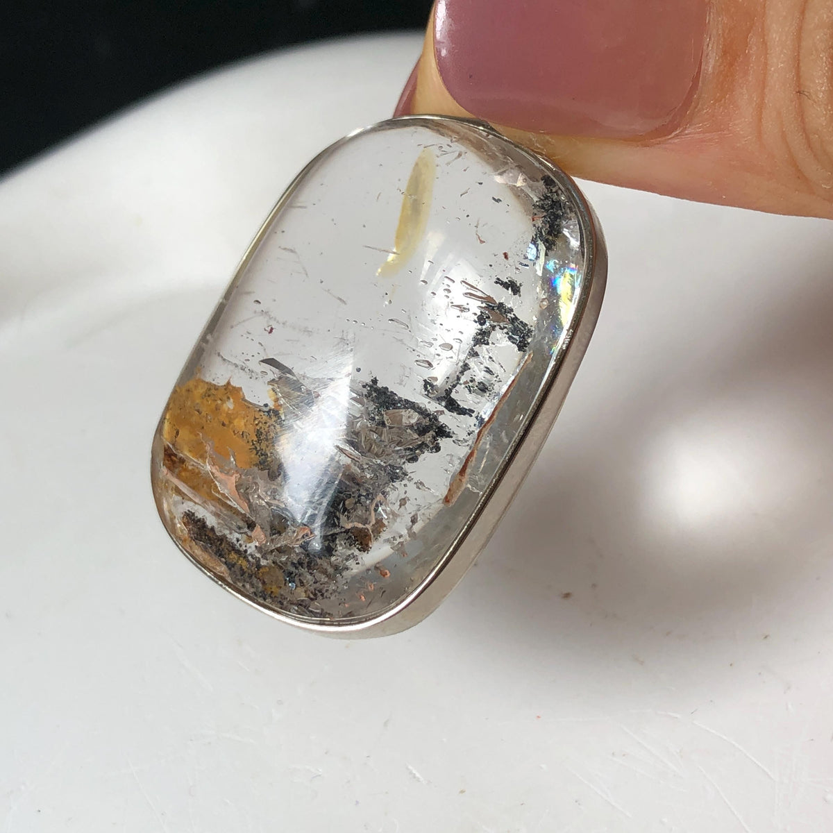 Ultra Rare! Polished Enhydro Quartz Flowing Iron Sand Inclusion Crystal Pendant Necklace | Colour Sand | Natural Gemstone Birthstone Gift for her quicksand enhydro quartz sand water-fall pendant necklace choker gemstone charm polished stone pendant crystal charm birthstone men necklace chakra crystal minerals specimen sterling silver wire wrapped pendant inclusion quartz white sand inclusion rainbow quartz bubble inclusion cabochon inclusion crystal palm stone bird charm golden healer