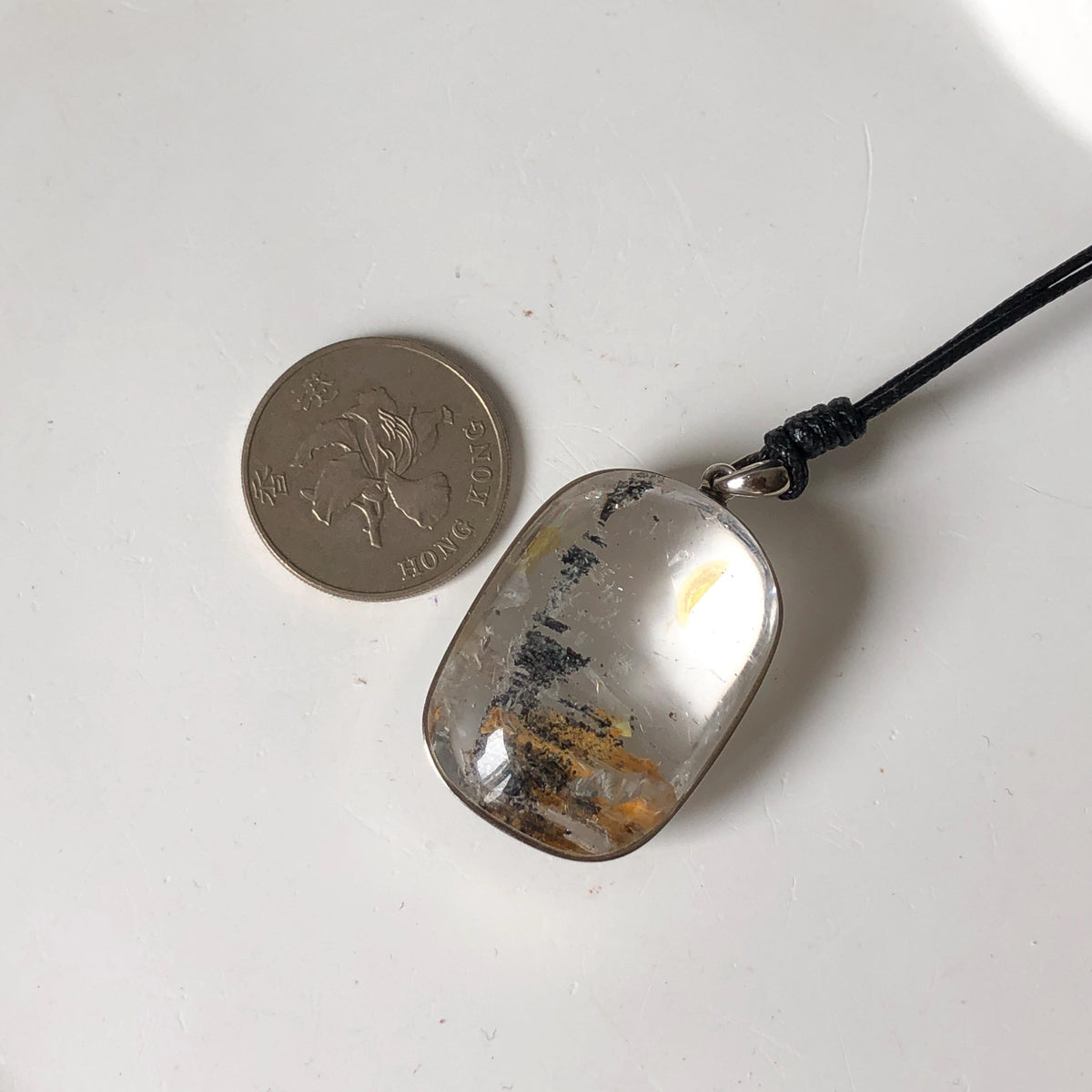 Ultra Rare! Polished Enhydro Quartz Flowing Iron Sand Inclusion Crystal Pendant Necklace | Colour Sand | Natural Gemstone Birthstone Gift for her quicksand enhydro quartz sand water-fall pendant necklace choker gemstone charm polished stone pendant crystal charm birthstone men necklace chakra crystal minerals specimen sterling silver wire wrapped pendant inclusion quartz white sand inclusion rainbow quartz bubble inclusion cabochon inclusion crystal palm stone bird charm golden healer