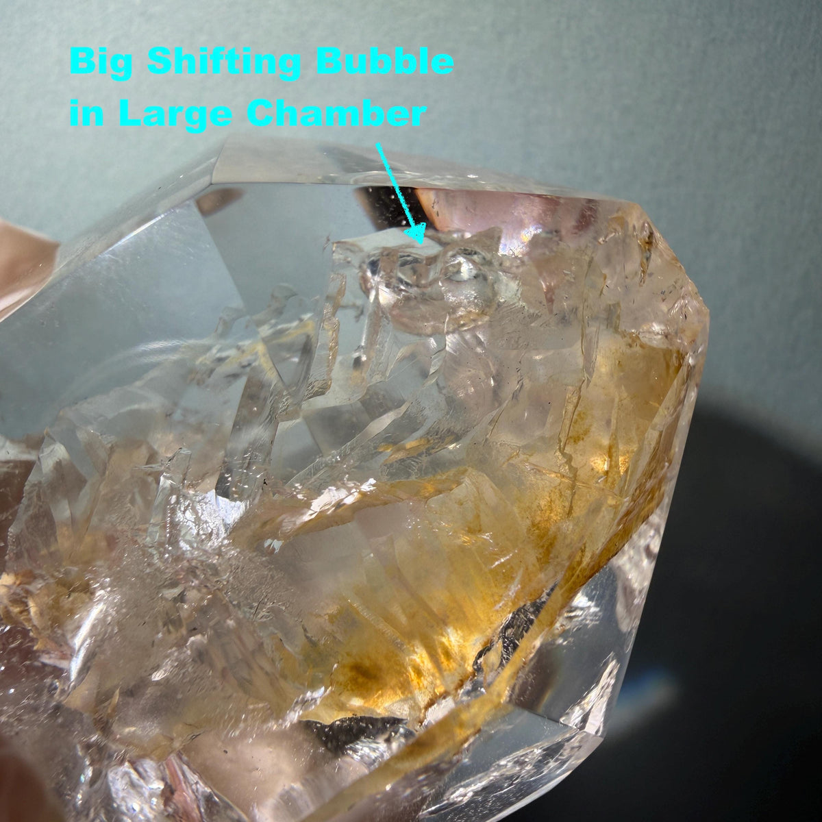 Ultra Rare! Enhydro Quartz Palm Stone: UV-reactive Yellow & White Sand Waterfall and Multiple Big Moving Bubbles Inclusion Golden Healer Polished Crystal | Natural Gemstone Birthstone Gift for her enhydro quartz sand water-fall pendant decorative piece gemstone charm stone pendant rainbow quartz polished stone crystal charm birthstone men necklace chakra crystal minerals specimen inclusion crystal inclusion crystal yellow sand inclusion yellow hematoid yellow iron oxide inclusion UV reactive