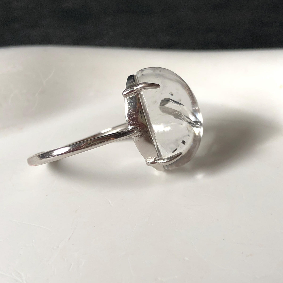 Enhydro Quartz (Herkimer Diamond) S925 Silver Adjustable Ring: Flowing Shimmering Fine Black Sand Waterfall in Manifestation Quartz Inclusion Polished Crystal Statement Ring for Women crystal band ring cocktail ring stackable ring 7 chakra meditation crystal healing stone birthstone silver ring ring for men rainbow quartz minerals specimen inclusion quartz quick sand inclusion fluid inclusion water inclusion cocktail ring stackable ring enhydro crystal ring men statement ring untreated crystal