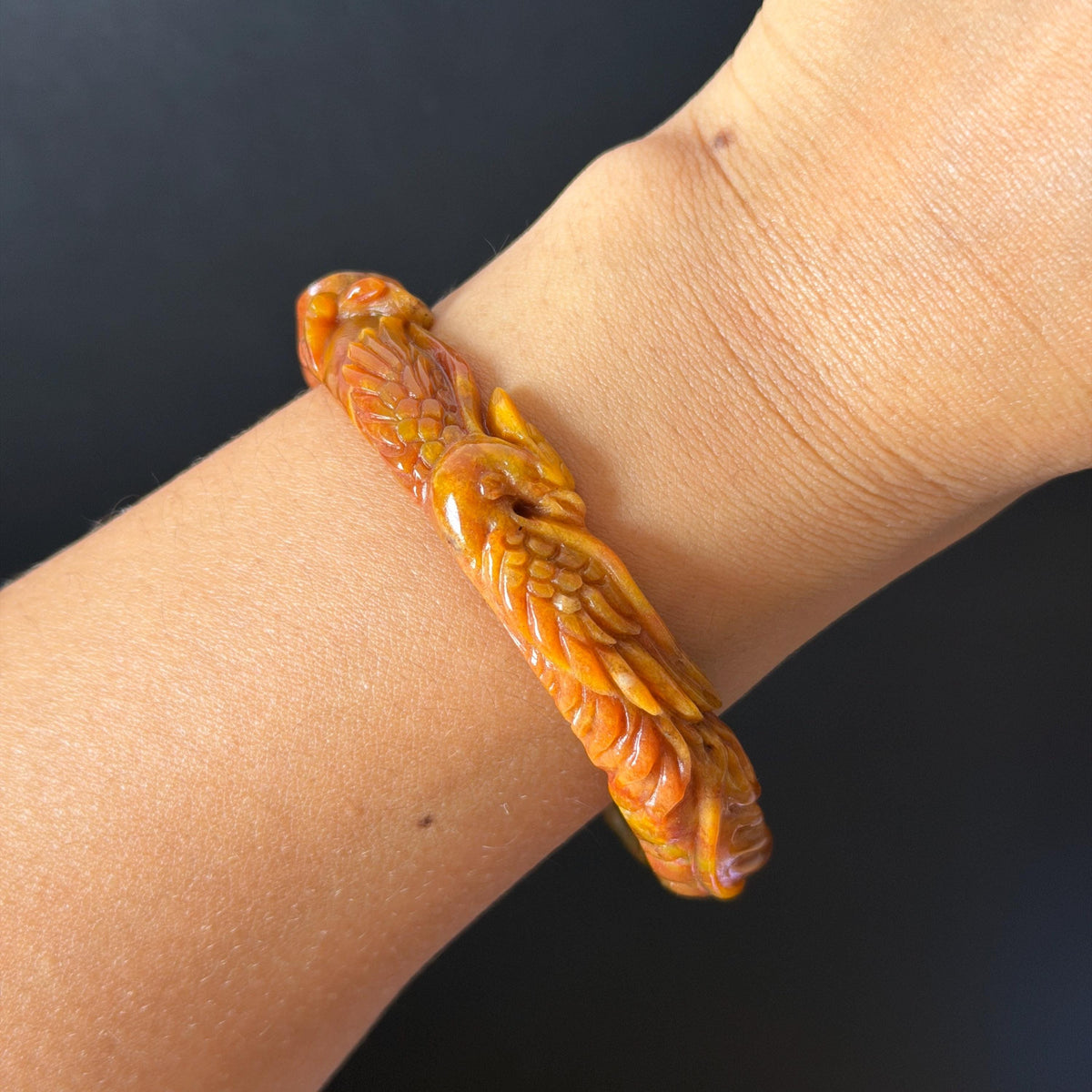 Custom Size 50-62mm! Xiu Jade Fire Phoenix & Red Peony Hand Carved Bangle: Certified Natural Serpentine Yellow Red Jade handcrafted Bracelet 3D stone carving Accept Customized order tailor-made bangle customized gift phoenix lover gift for her natural jade with certificate bracelet red jade yellow jade multicolour jade certified jade stone bangle gemstone bracelet jade carving phoenix carving peony carving personalized gift make to order chinese untreated jade birthday gift hallow out