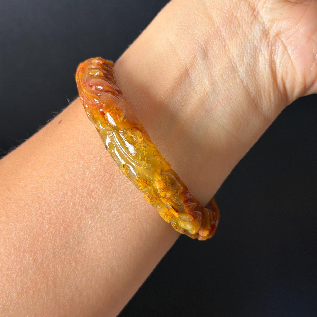 Custom Size 50-62mm! Xiu Jade Fire Phoenix & Red Peony Hand Carved Bangle: Certified Natural Serpentine Yellow Red Jade handcrafted Bracelet 3D stone carving Accept Customized order tailor-made bangle customized gift phoenix lover gift for her natural jade with certificate bracelet red jade yellow jade multicolour jade certified jade stone bangle gemstone bracelet jade carving phoenix carving peony carving personalized gift make to order chinese untreated jade birthday gift hallow out