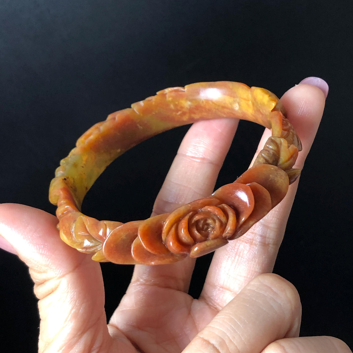 Custom Size 50-62mm! Xiu Jade Fire Phoenix & Red Peony Hand Carved Bangle: Certified Natural Serpentine Yellow Red Jade handcrafted Bracelet 3D stone carving Accept Customized order tailor-made bangle customized gift phoenix lover gift for her natural jade with certificate bracelet red jade yellow jade multicolour jade certified jade stone bangle gemstone bracelet jade carving phoenix carving peony carving personalized gift make to order chinese untreated jade birthday gift hallow out