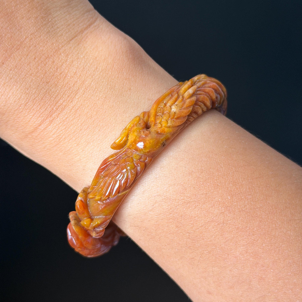 Custom Size 50-62mm! Xiu Jade Fire Phoenix & Red Peony Hand Carved Bangle: Certified Natural Serpentine Yellow Red Jade handcrafted Bracelet 3D stone carving Accept Customized order tailor-made bangle customized gift phoenix lover gift for her natural jade with certificate bracelet red jade yellow jade multicolour jade certified jade stone bangle gemstone bracelet jade carving phoenix carving peony carving personalized gift make to order chinese untreated jade birthday gift hallow out