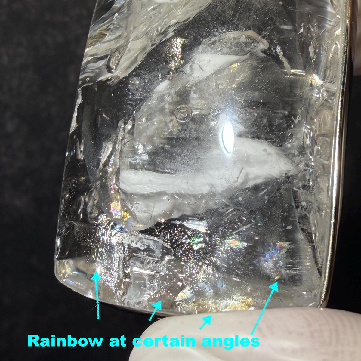 Ultra Rare! Polished Enhydro Quartz White Sand Waterfall & Shifting Bubble Inclusion Crystal Pendant Necklace | Winter Snow | Natural Gemstone Birthstone Gift for her  quicksand enhydro quartz sand water-fall pendant necklace choker gemstone charm polished stone pendant crystal charm birthstone men necklace chakra crystal minerals specimen sterling silver wire wrapped pendant inclusion quartz white sand inclusion rainbow quartz bubble inclusion cabochon inclusion crystal palm stone bird charm
