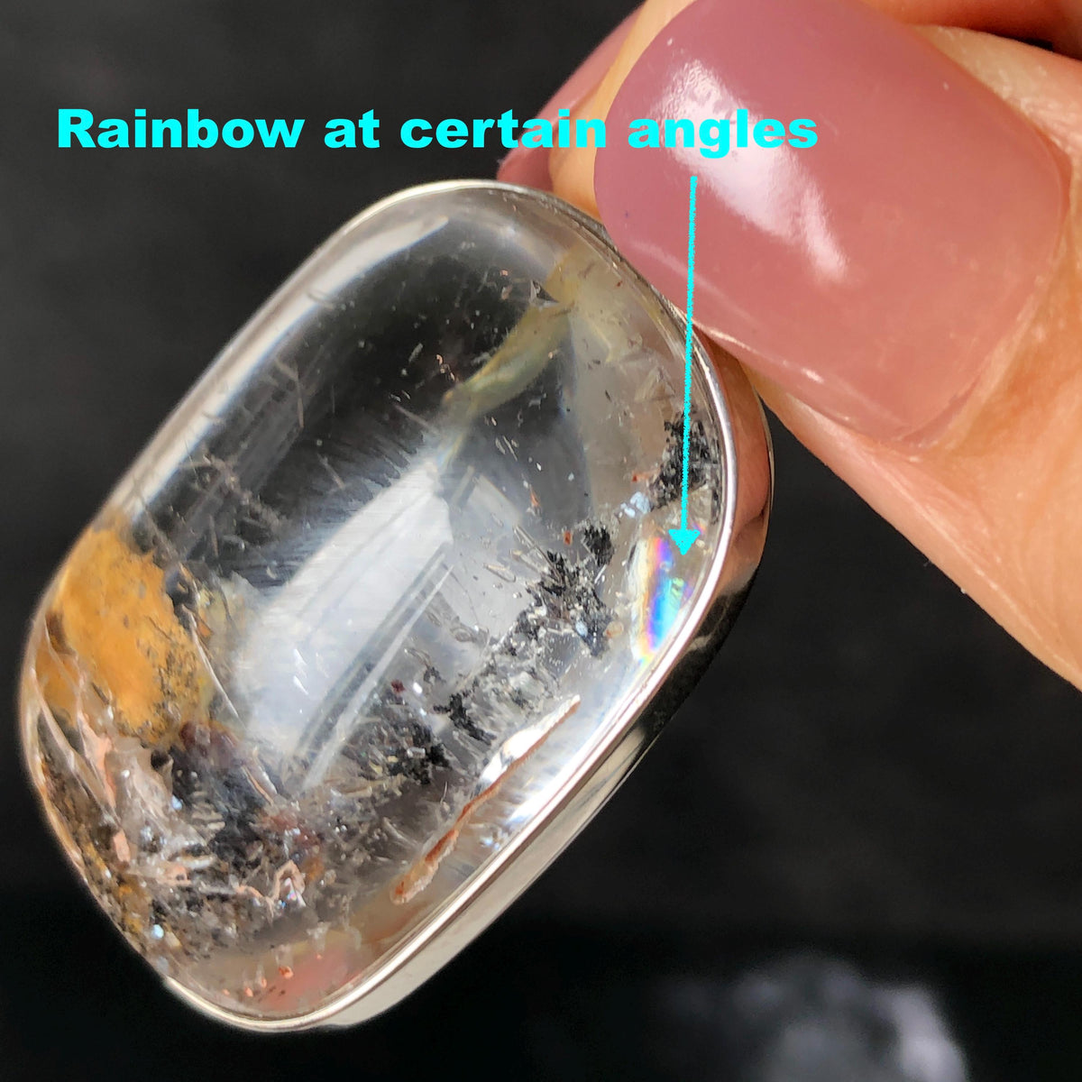 Ultra Rare! Polished Enhydro Quartz Flowing Iron Sand Inclusion Crystal Pendant Necklace | Colour Sand | Natural Gemstone Birthstone Gift for her quicksand enhydro quartz sand water-fall pendant necklace choker gemstone charm polished stone pendant crystal charm birthstone men necklace chakra crystal minerals specimen sterling silver wire wrapped pendant inclusion quartz white sand inclusion rainbow quartz bubble inclusion cabochon inclusion crystal palm stone bird charm golden healer