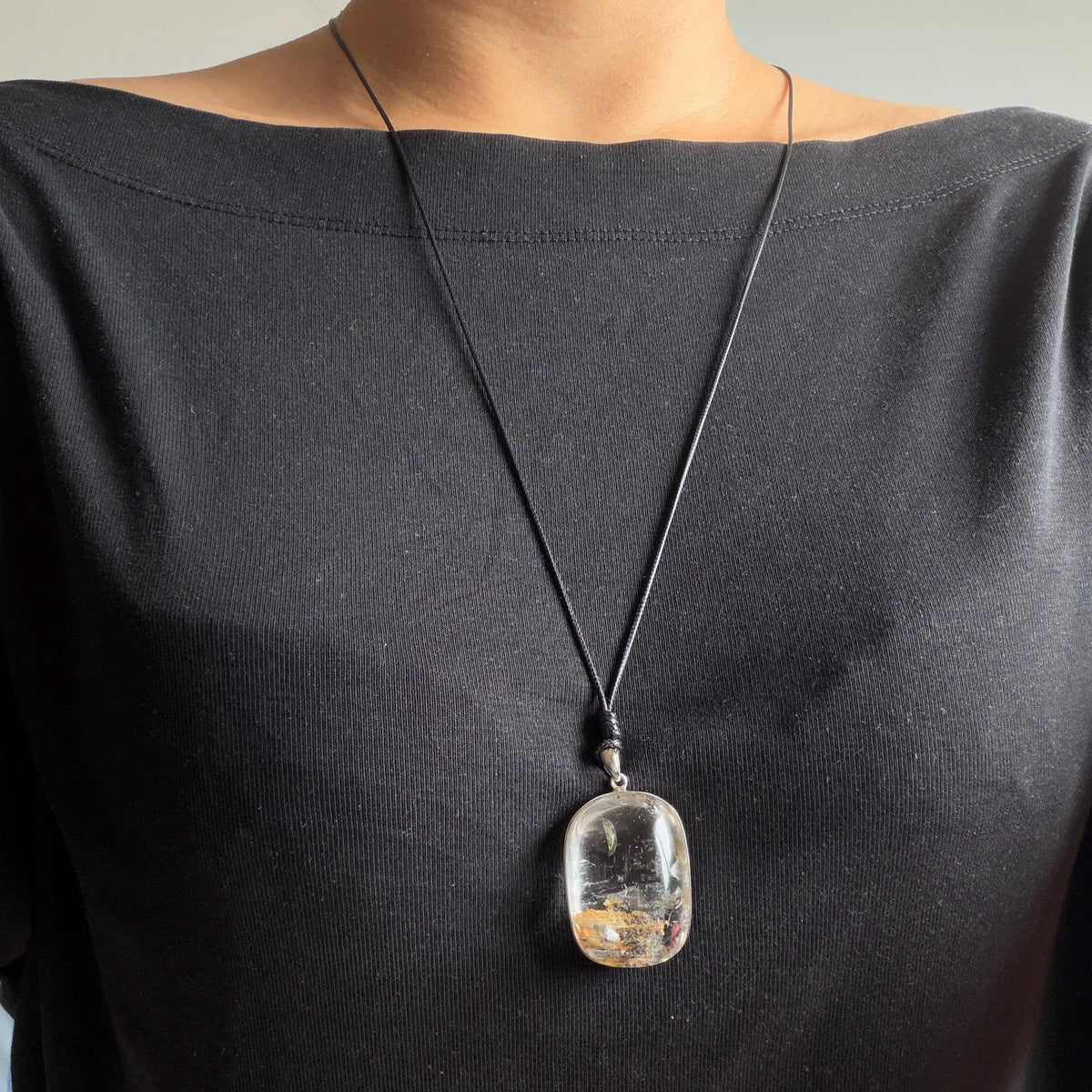 Ultra Rare! Polished Enhydro Quartz Flowing Iron Sand Inclusion Crystal Pendant Necklace | Colour Sand | Natural Gemstone Birthstone Gift for her quicksand enhydro quartz sand water-fall pendant necklace choker gemstone charm polished stone pendant crystal charm birthstone men necklace chakra crystal minerals specimen sterling silver wire wrapped pendant inclusion quartz white sand inclusion rainbow quartz bubble inclusion cabochon inclusion crystal palm stone bird charm golden healer