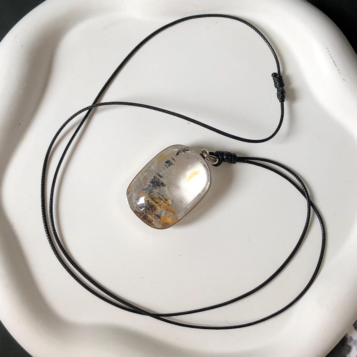 Ultra Rare! Polished Enhydro Quartz Flowing Iron Sand Inclusion Crystal Pendant Necklace | Colour Sand | Natural Gemstone Birthstone Gift for her quicksand enhydro quartz sand water-fall pendant necklace choker gemstone charm polished stone pendant crystal charm birthstone men necklace chakra crystal minerals specimen sterling silver wire wrapped pendant inclusion quartz white sand inclusion rainbow quartz bubble inclusion cabochon inclusion crystal palm stone bird charm golden healer
