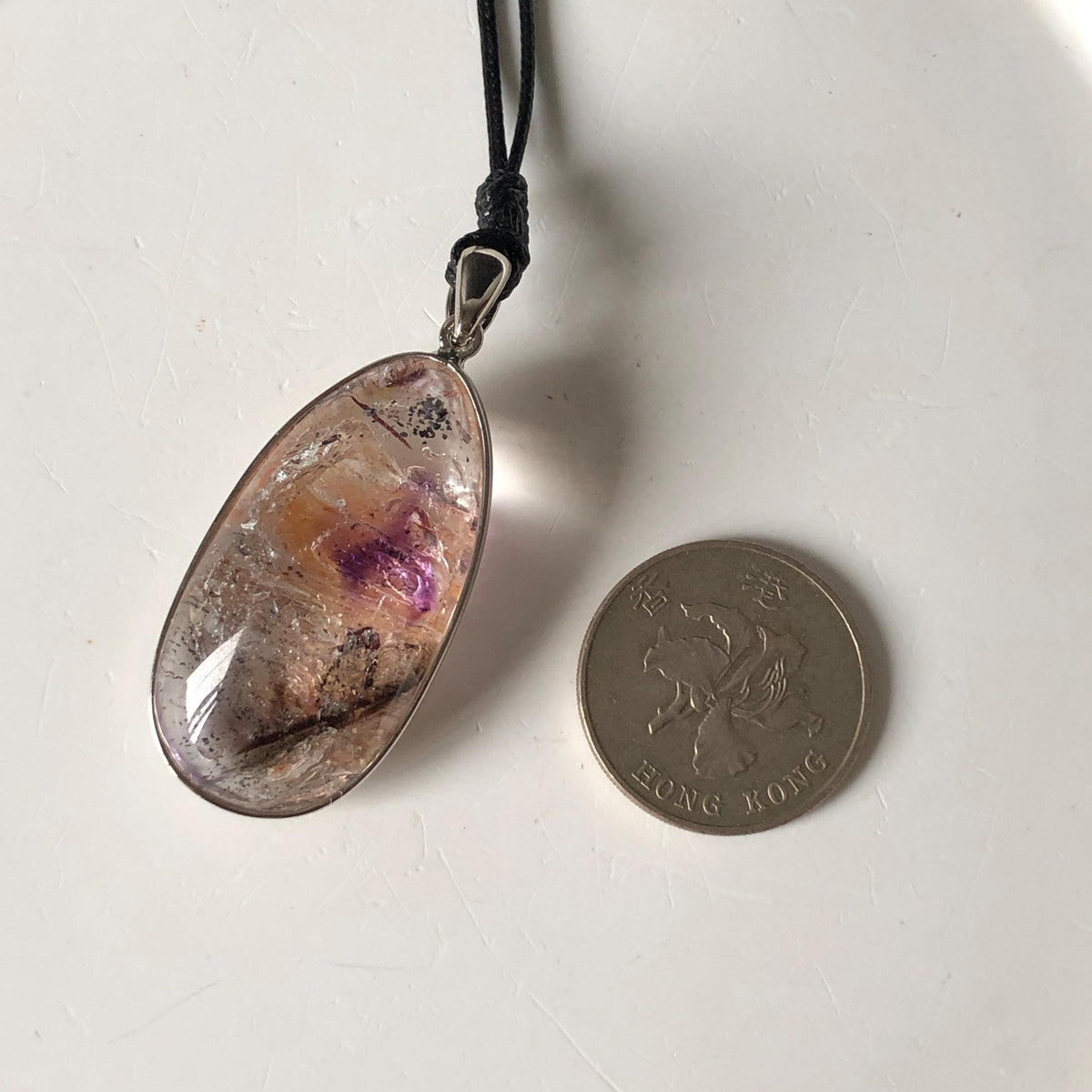 Rare Found! Polished Enhydro Quartz Super Seven Flowing Sand & with shifting bubble Inclusion Crystal Cabochon Pendant Necklace | Natural Gemstone Birthstone Gift for her quicksand enhydro quartz sand water-fall choker gemstone charm polished stone pendant birthstone men necklace chakra crystal minerals specimen sterling silver wire wrapped pendant inclusion quartz sand inclusion rainbow quartz bubble inclusion cabochon inclusion crystal palm stone for meditation melody stone
